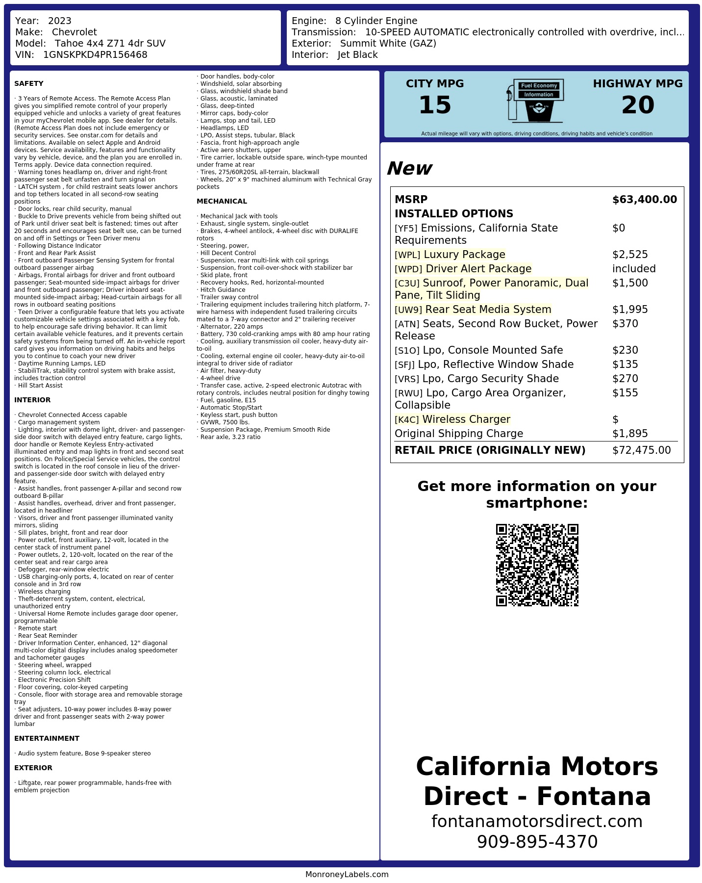 Monroney Label