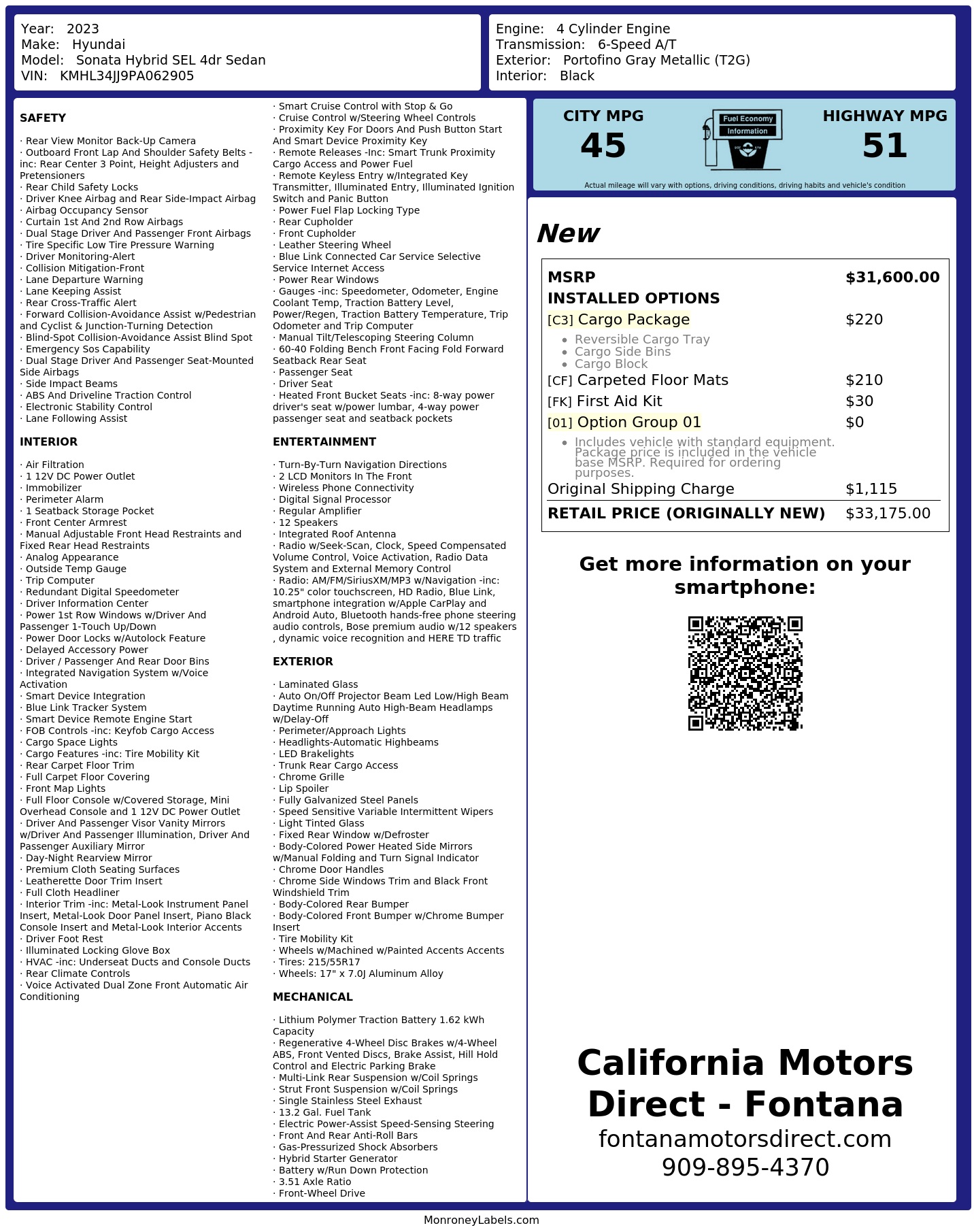 Monroney Label