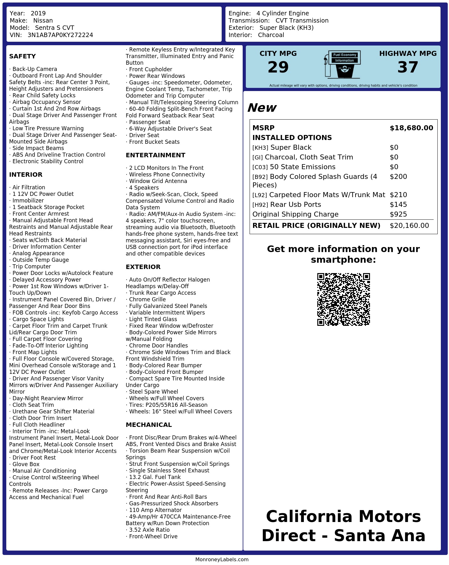 Monroney Label