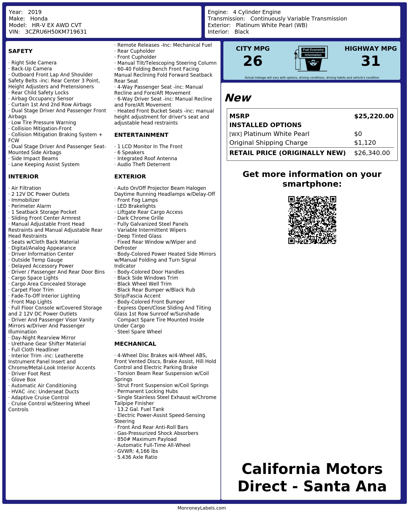 Monroney Label