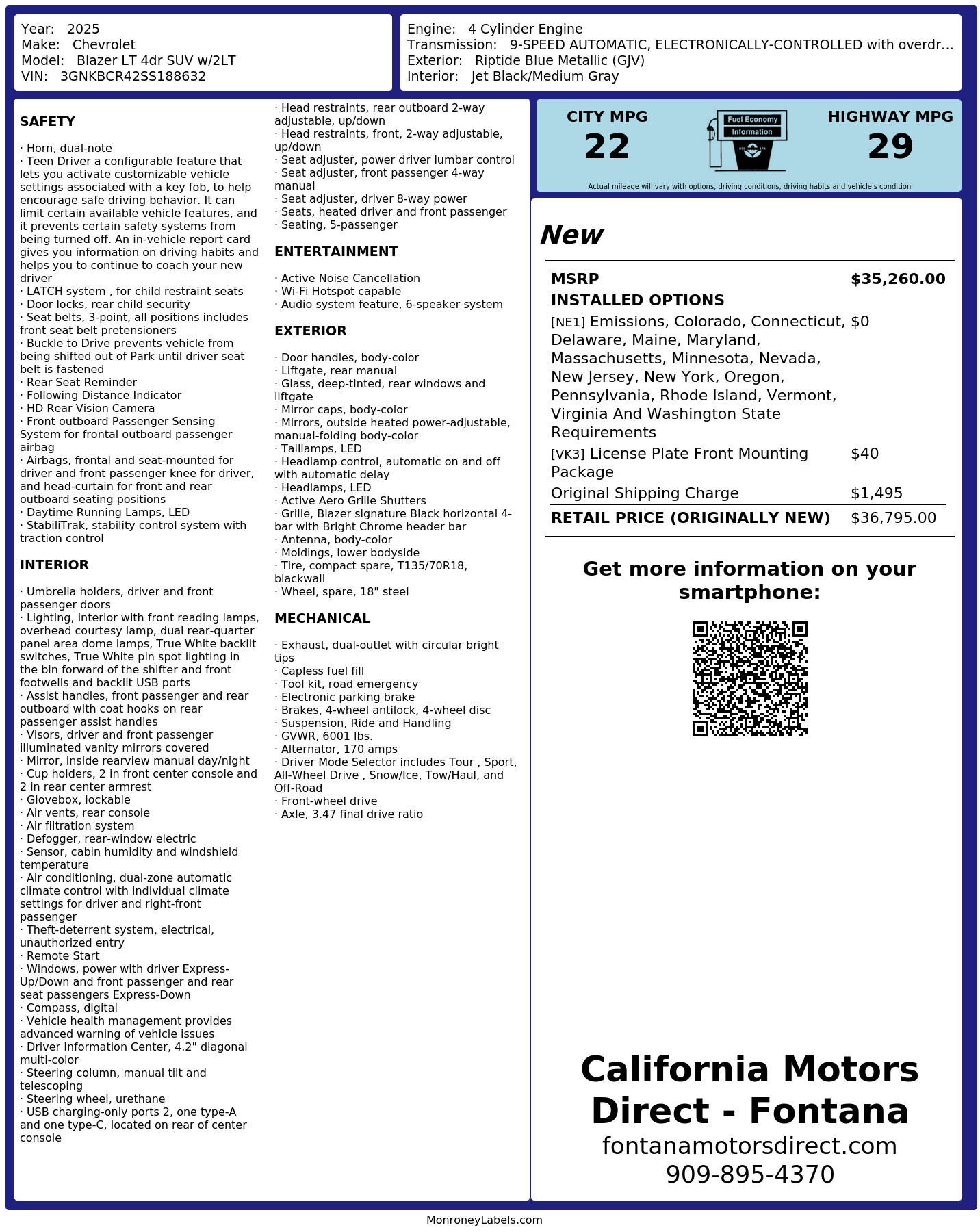 Monroney Label