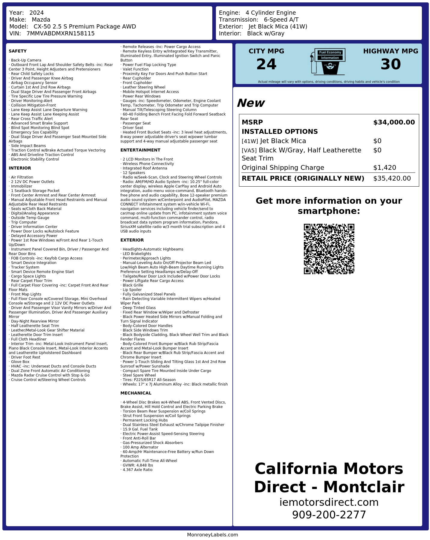 Monroney Label