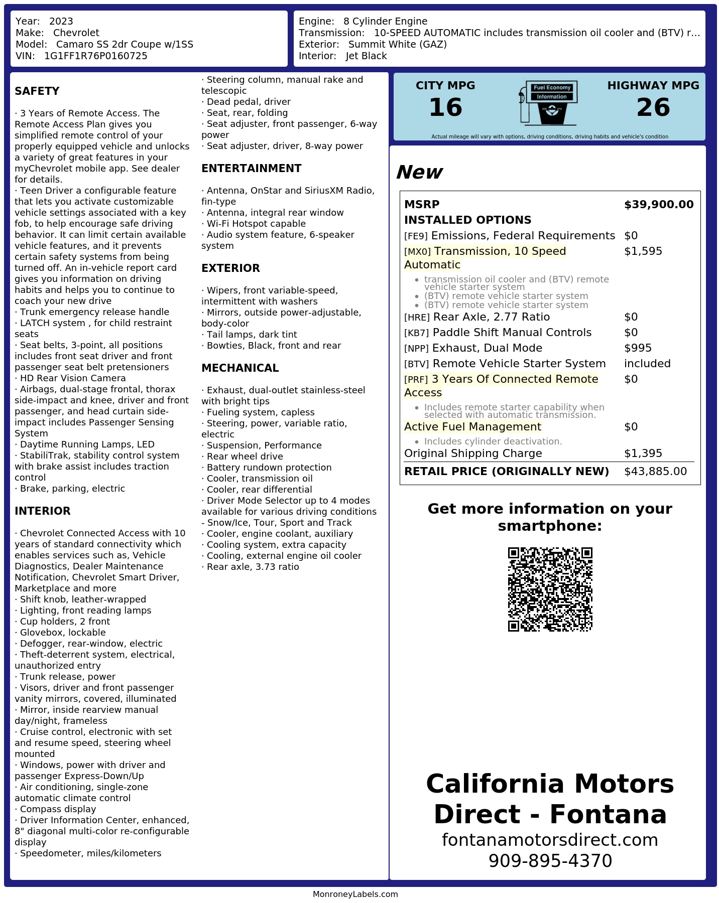 Monroney Label
