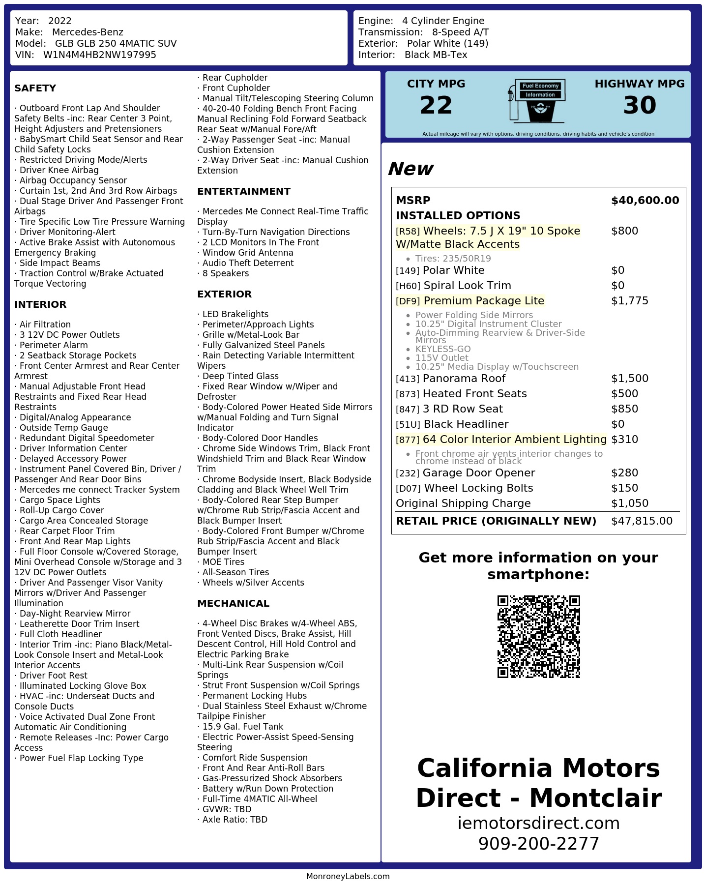 Monroney Label