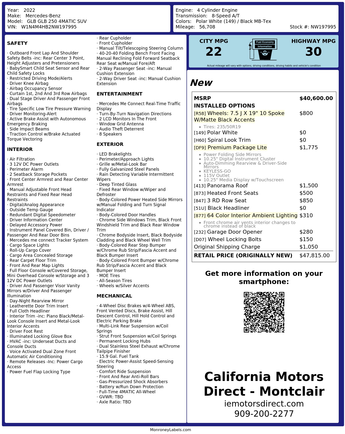 Monroney Label