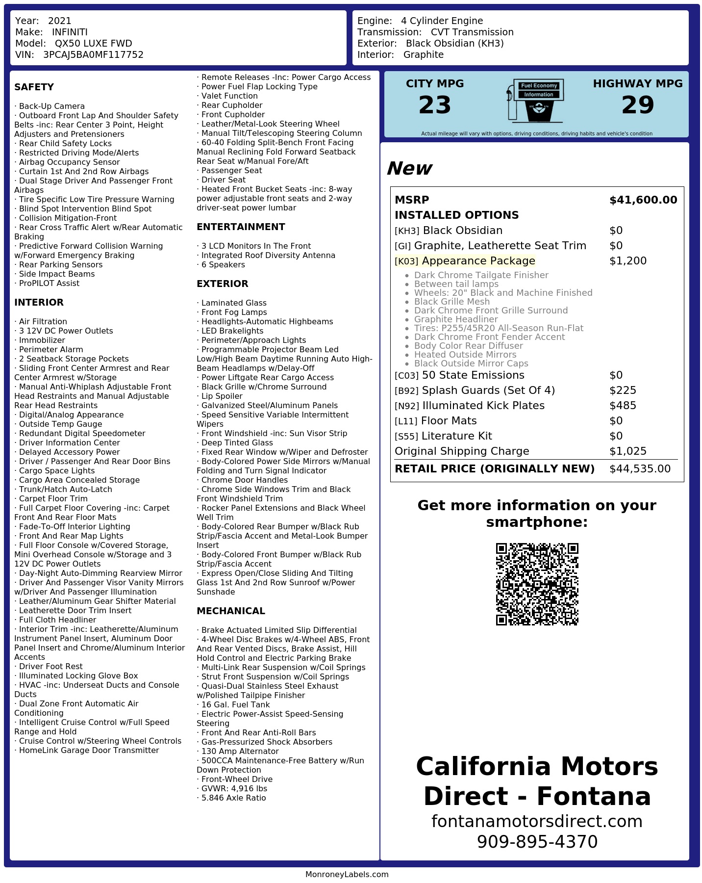 Monroney Label
