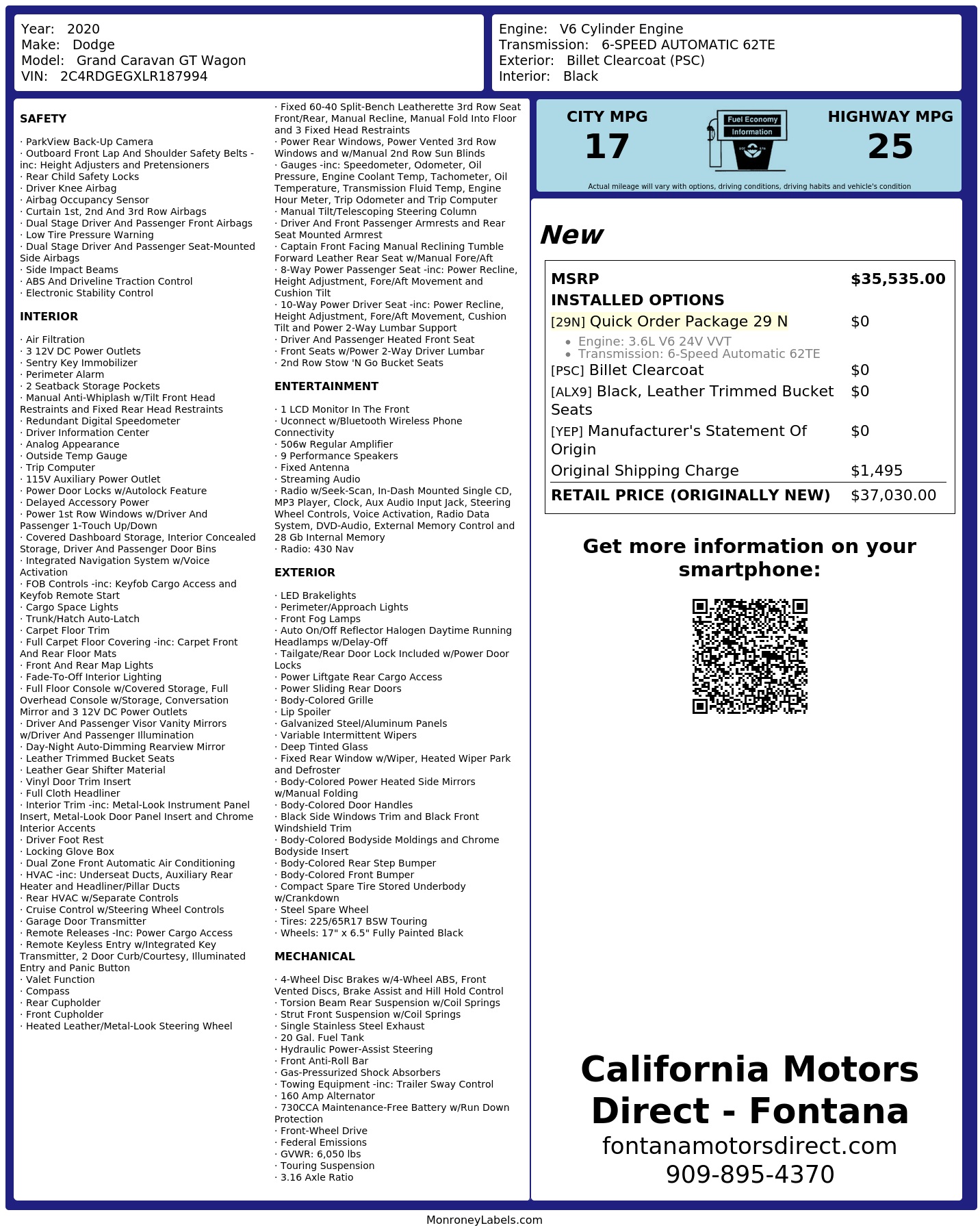 Monroney Label