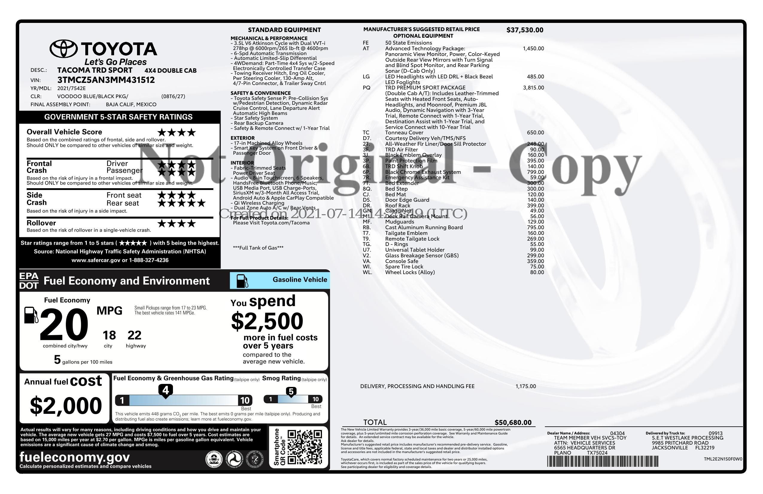 Monroney Label