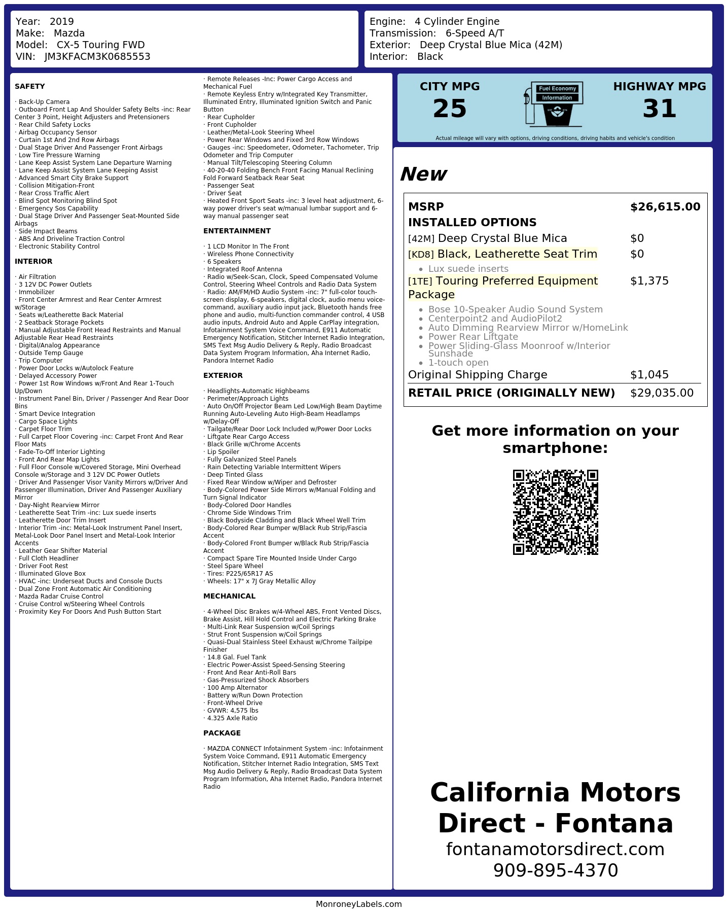 Monroney Label