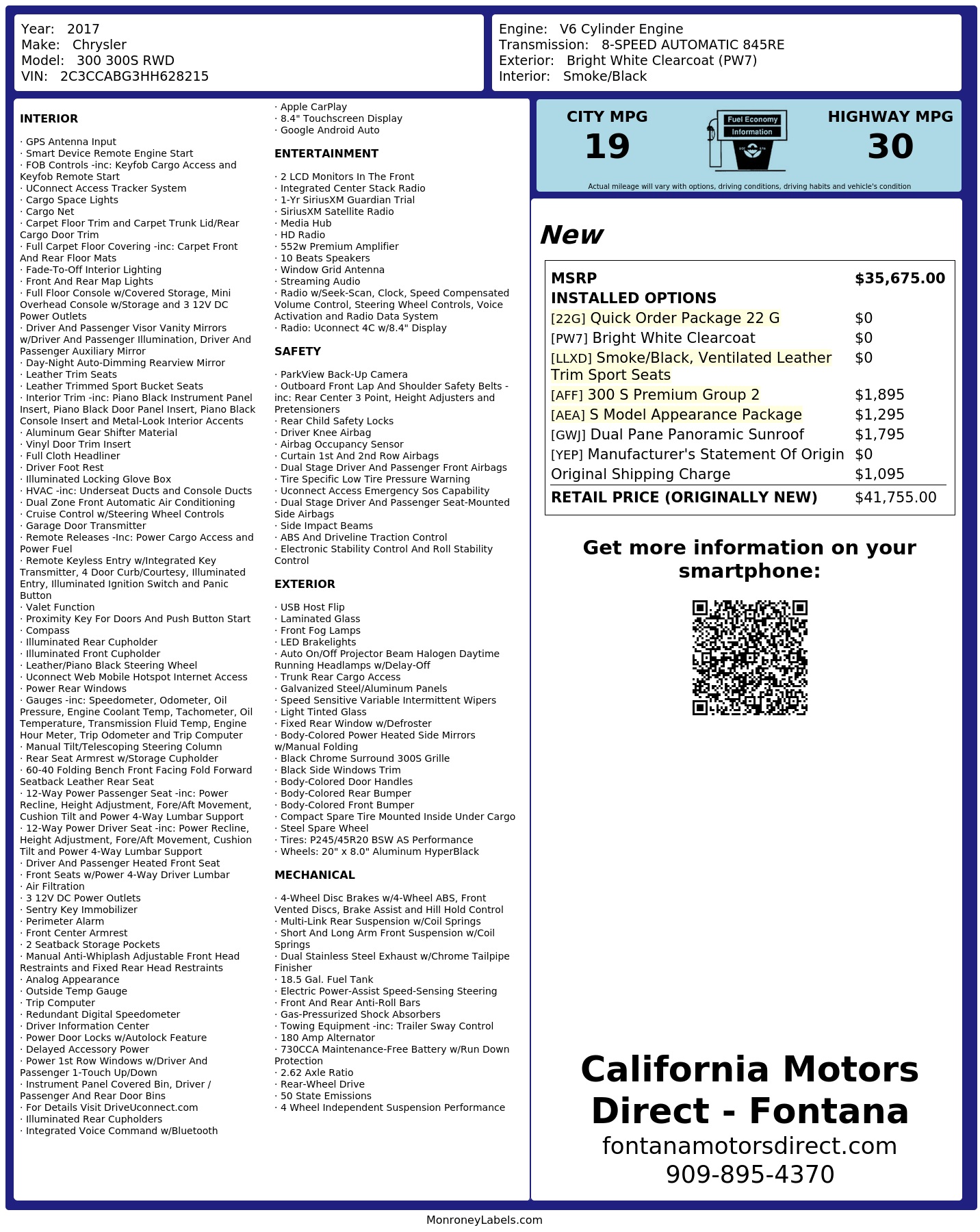Monroney Label