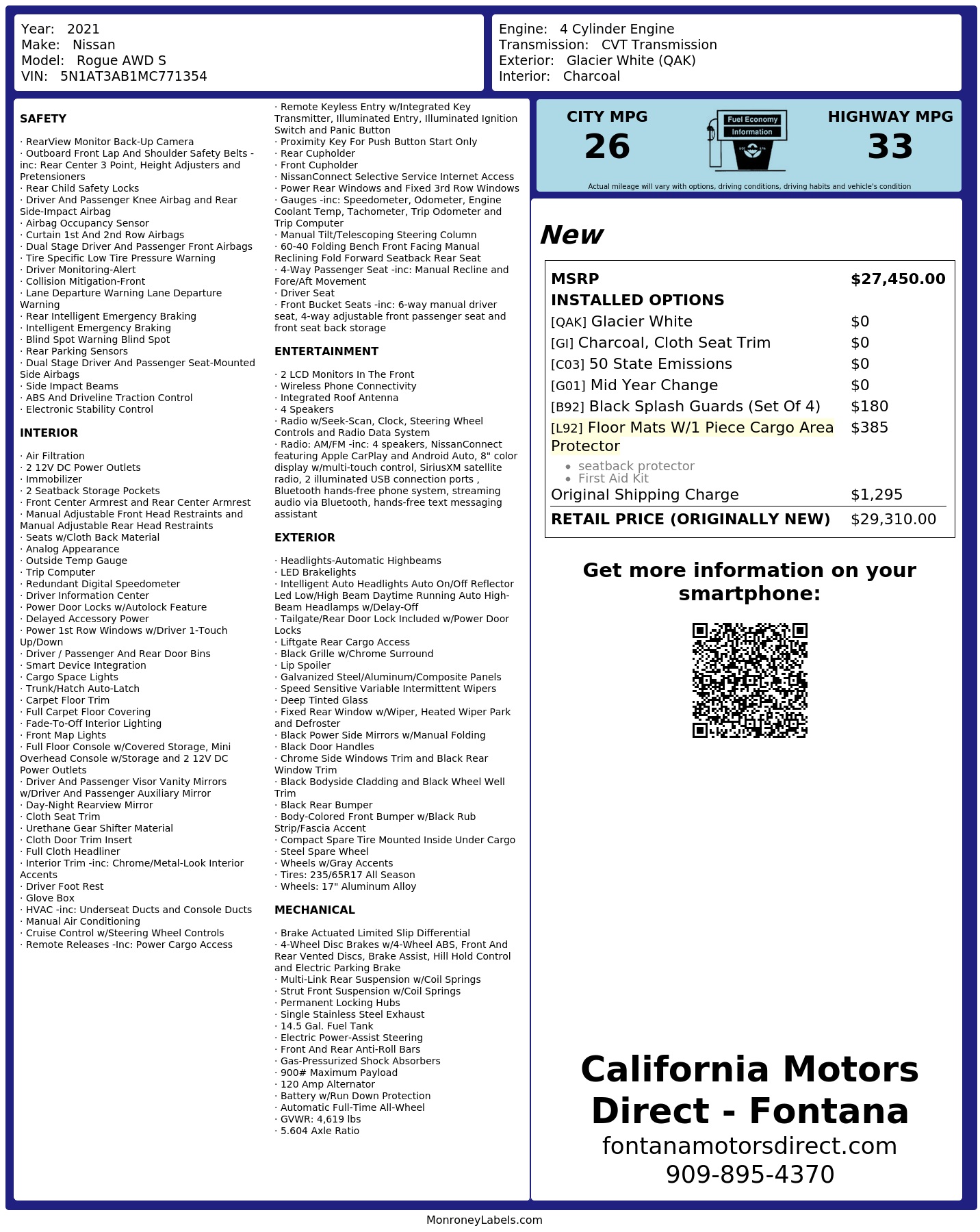 Monroney Label