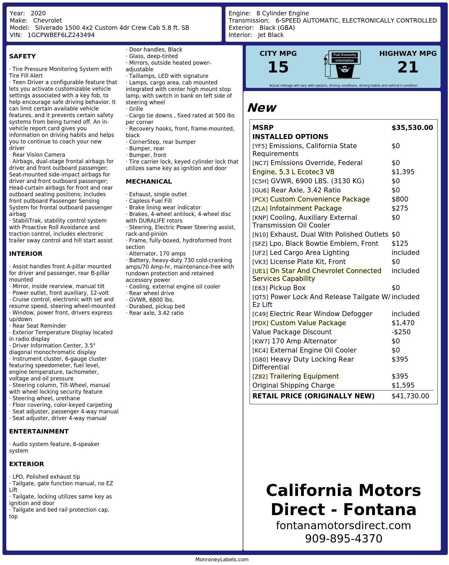 Monroney Label