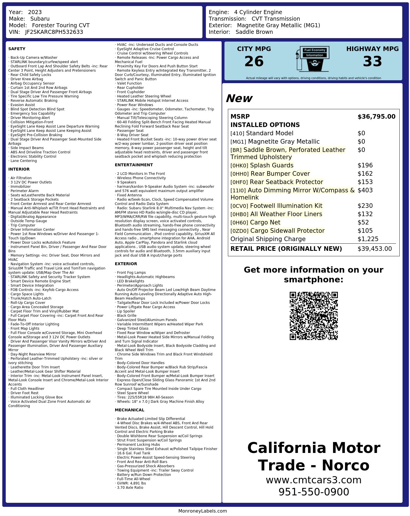 Monroney Label