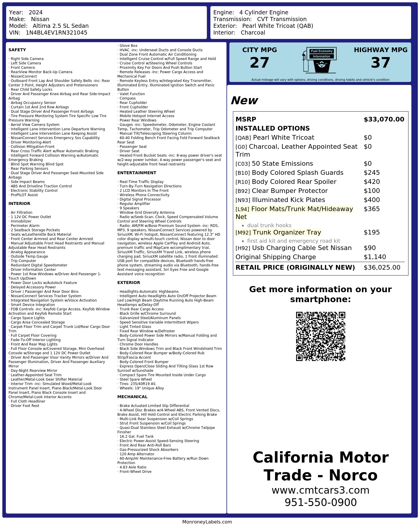 Monroney Label