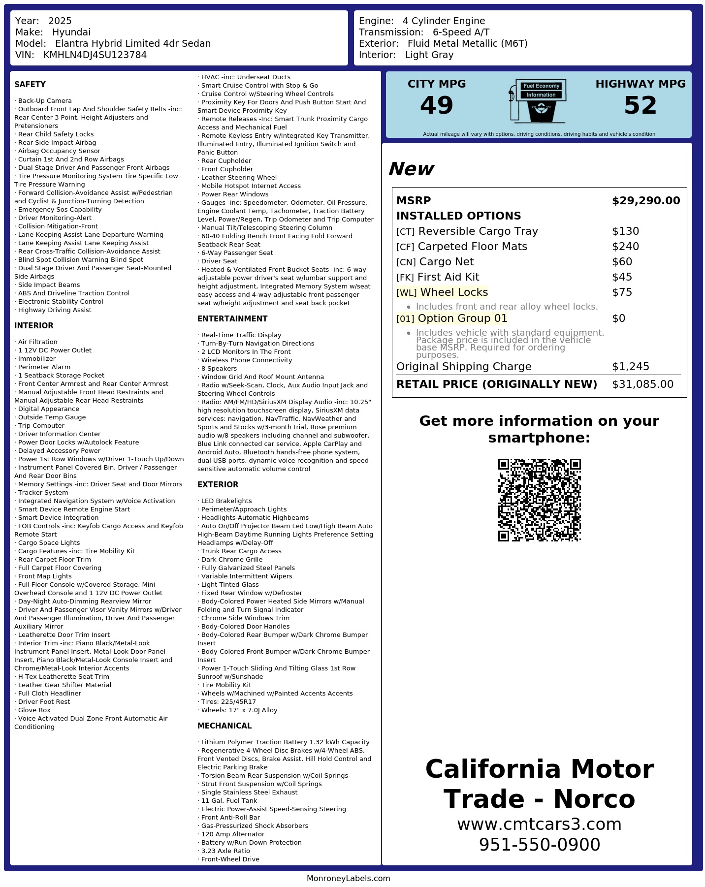 Monroney Label