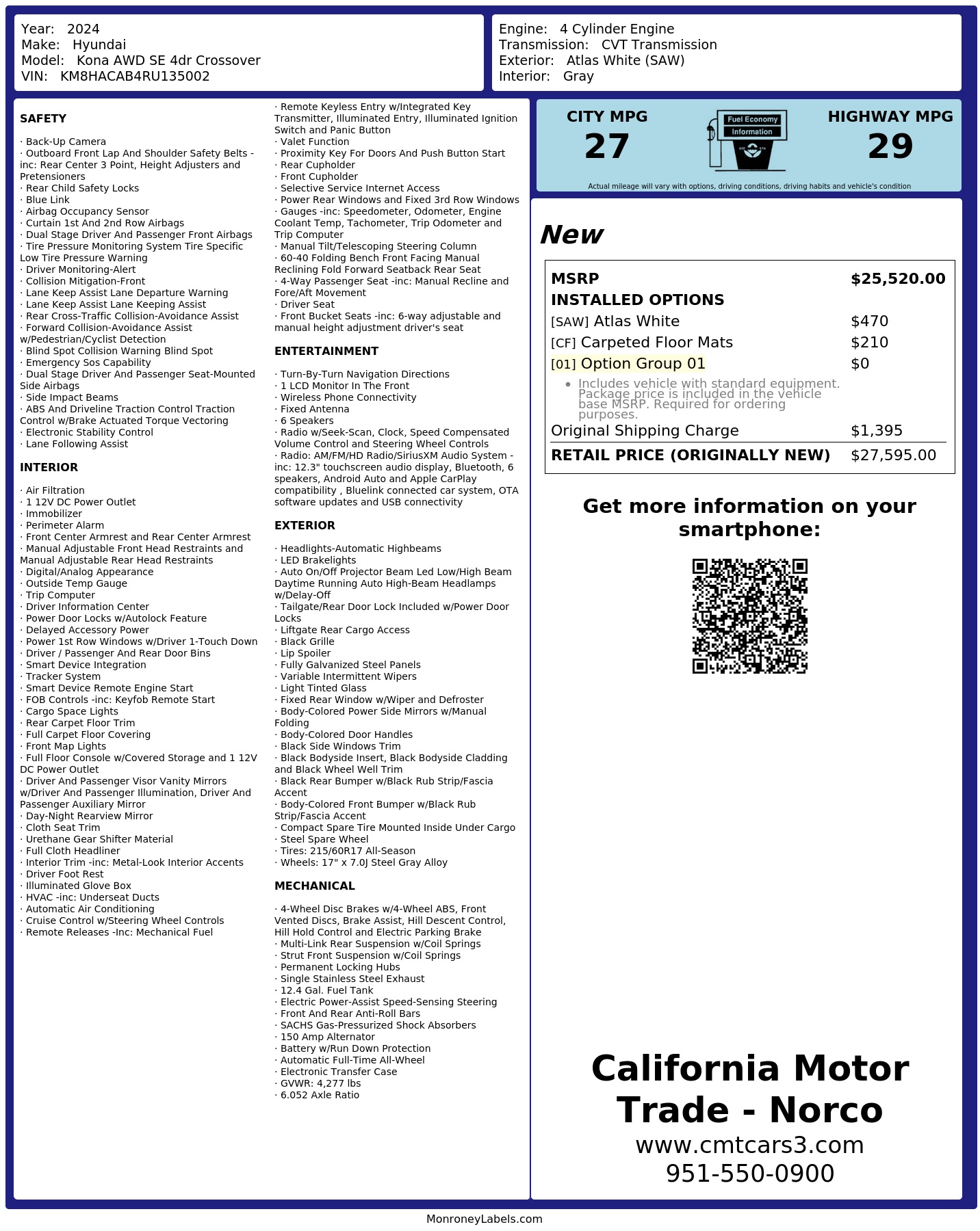 Monroney Label