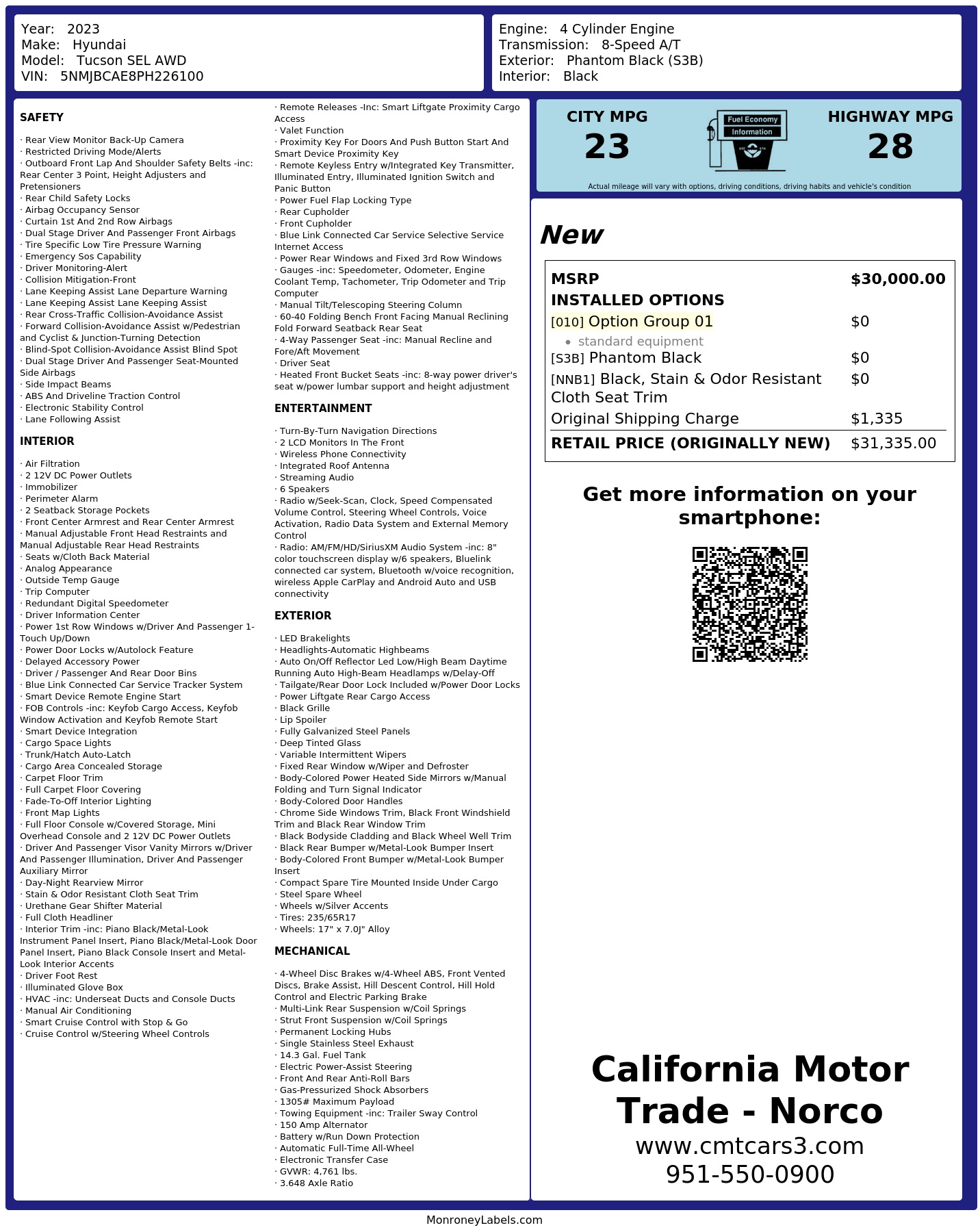 Monroney Label