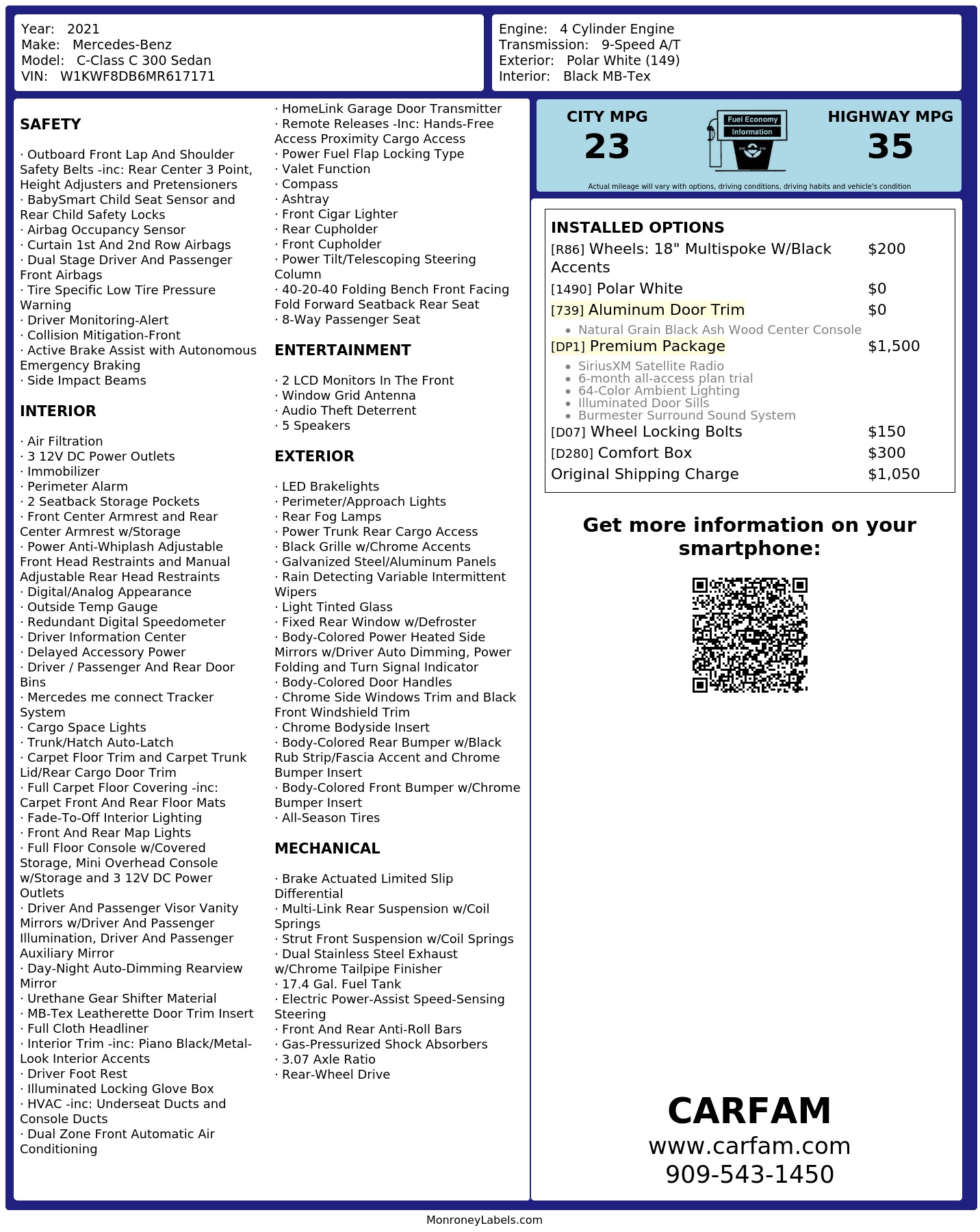 Monroney Label