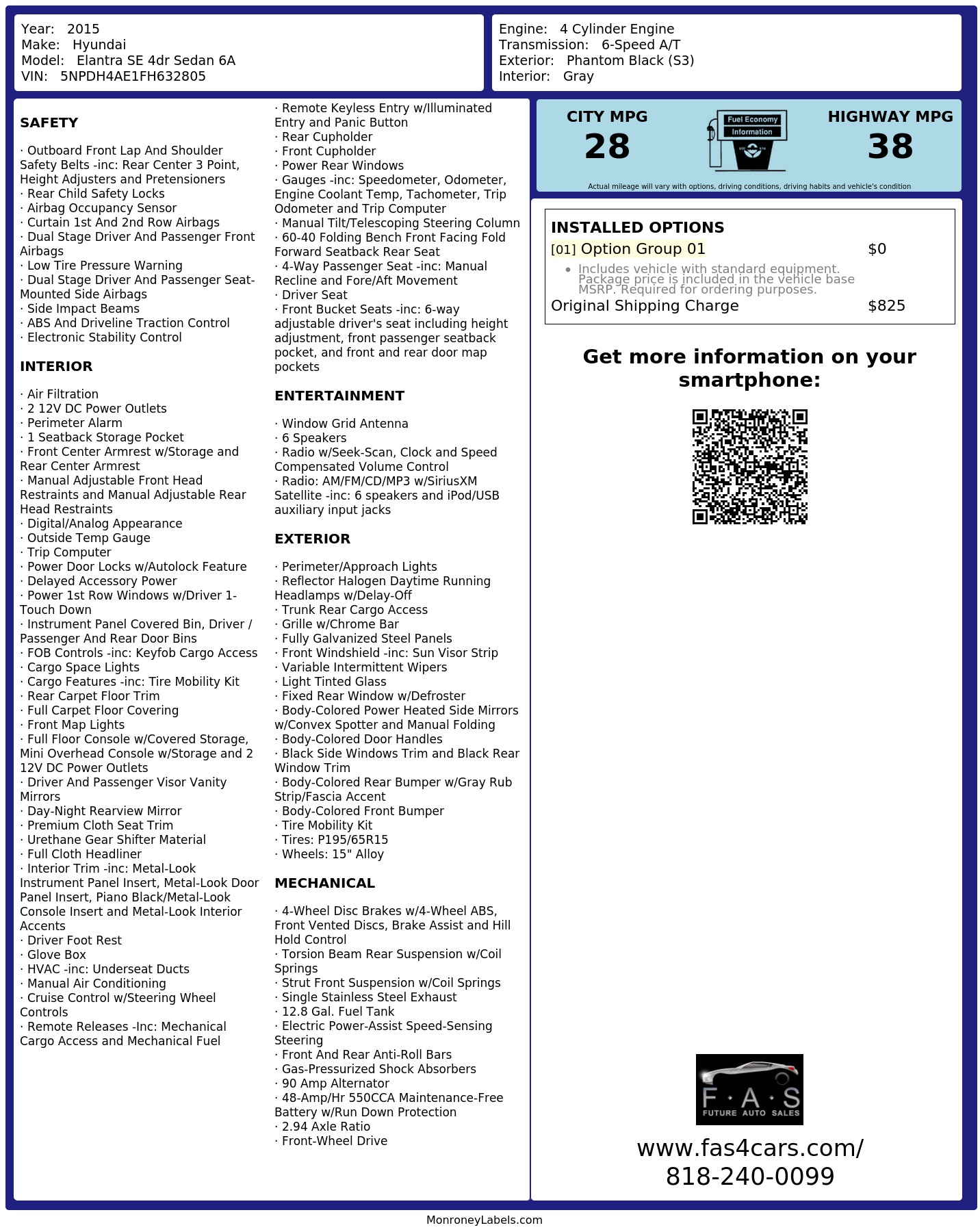 Monroney Label