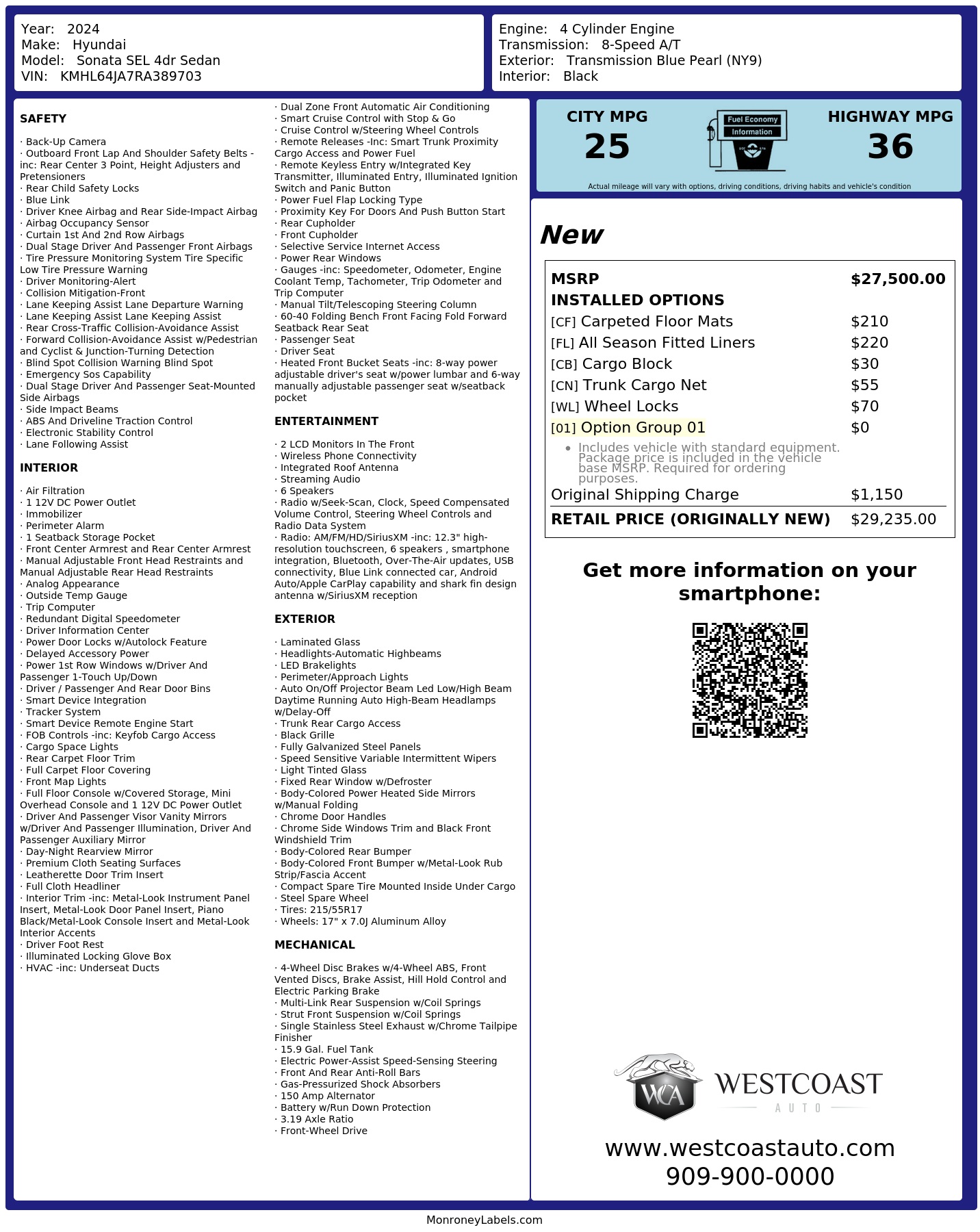 Monroney Label