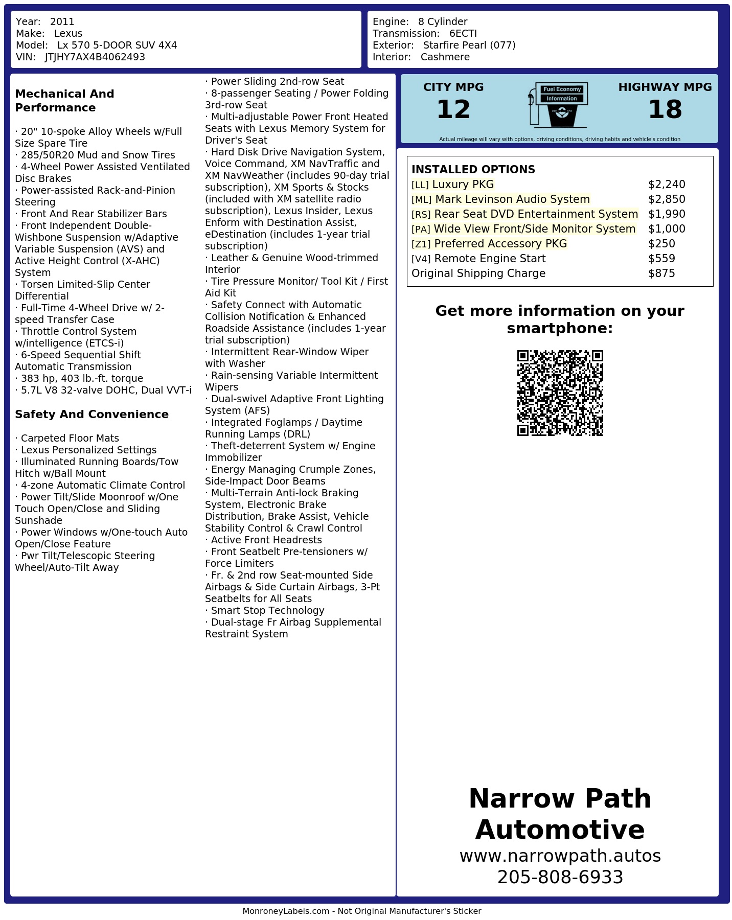 Monroney Label