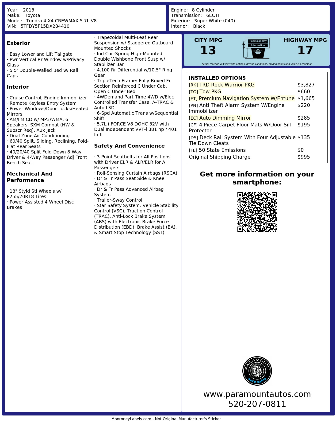Monroney Label