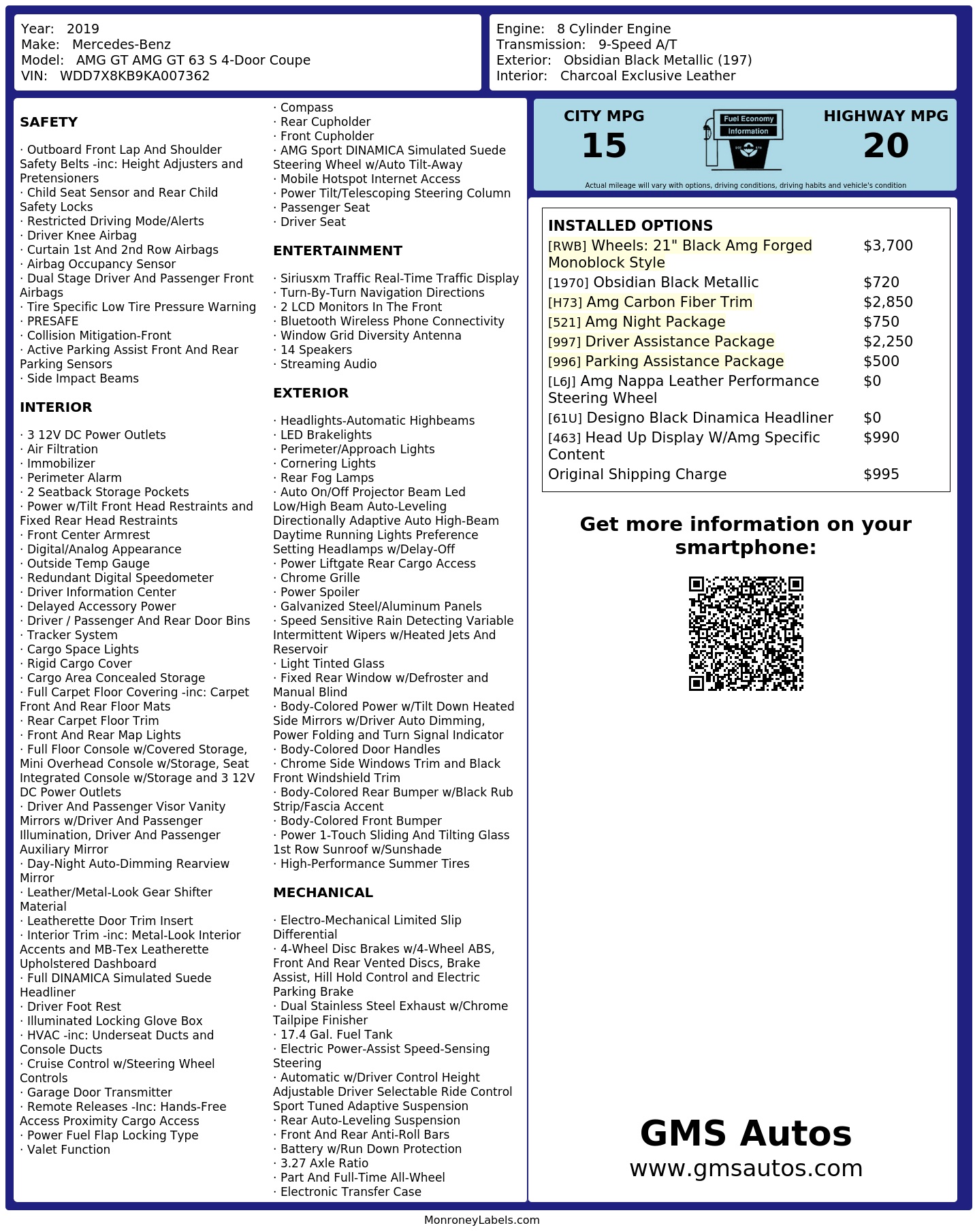 Monroney Label