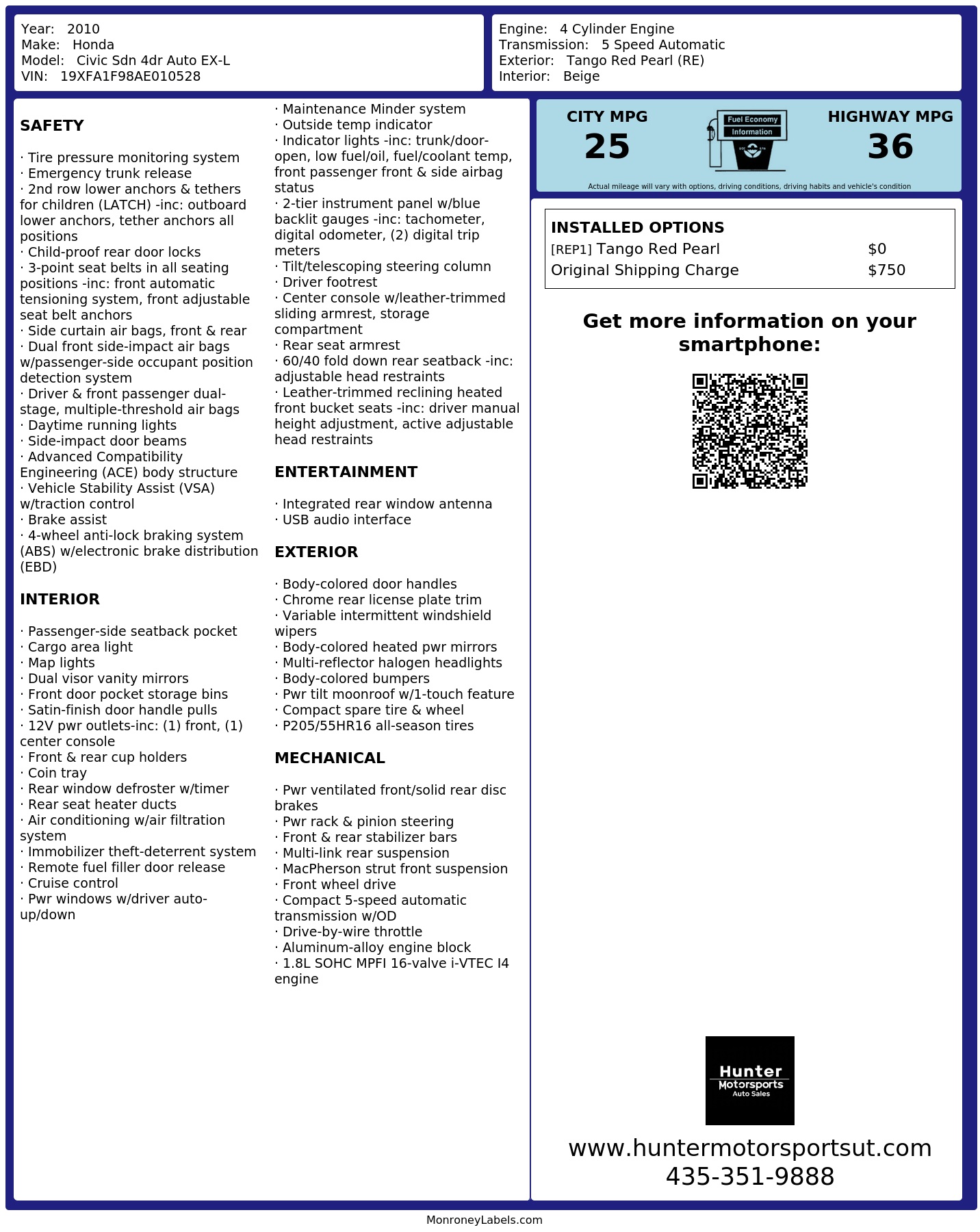 Monroney Label