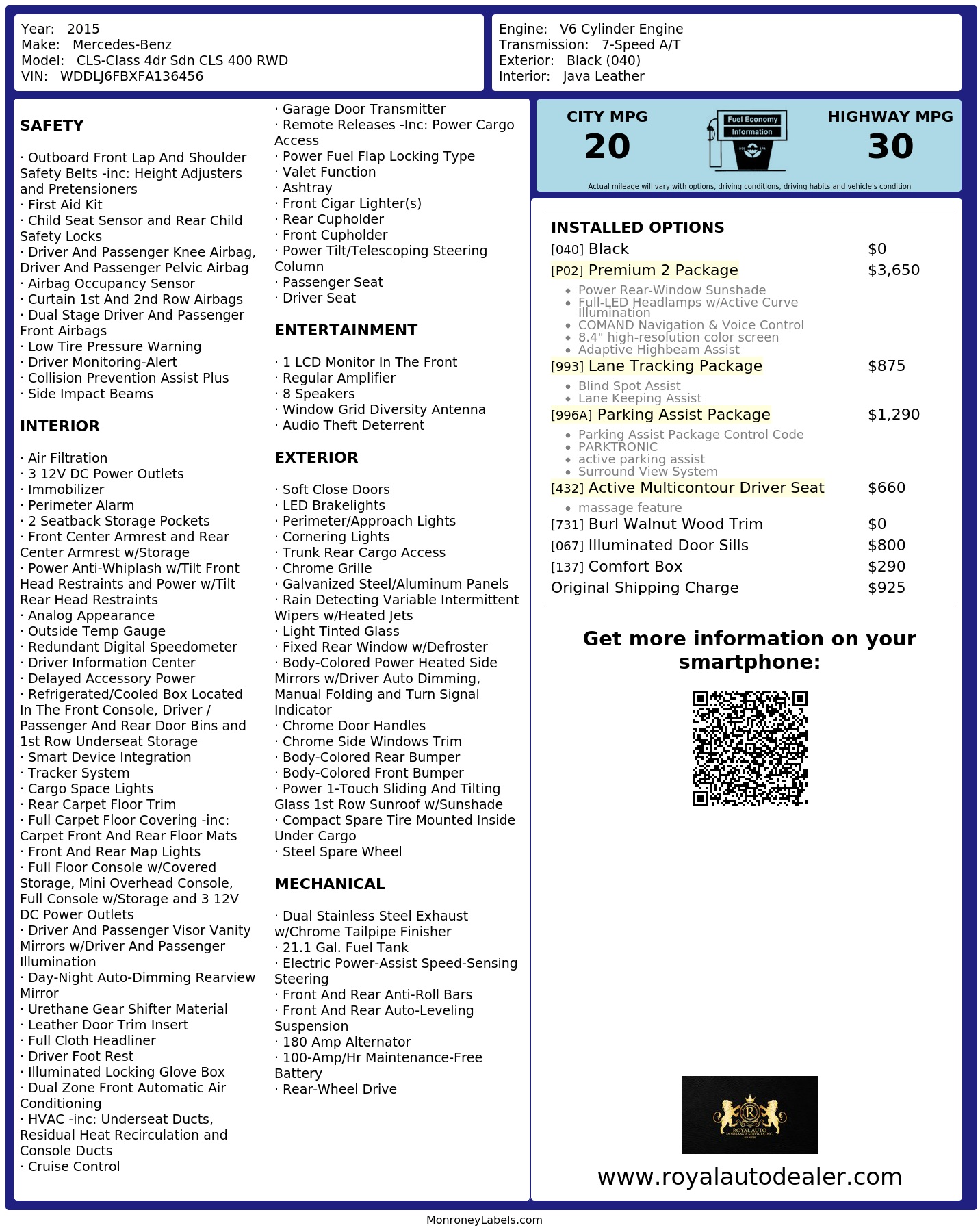 Monroney Label