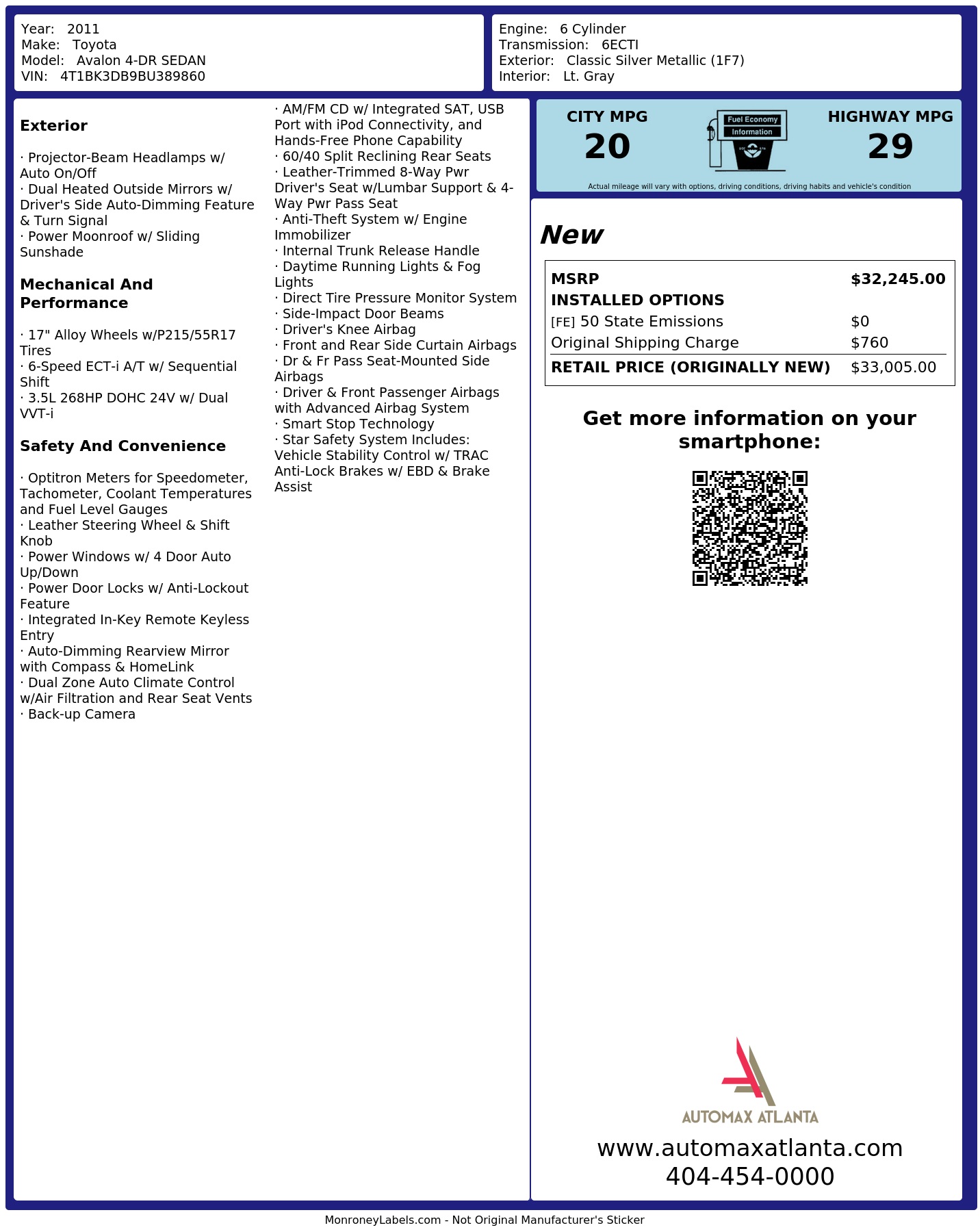 Monroney Label