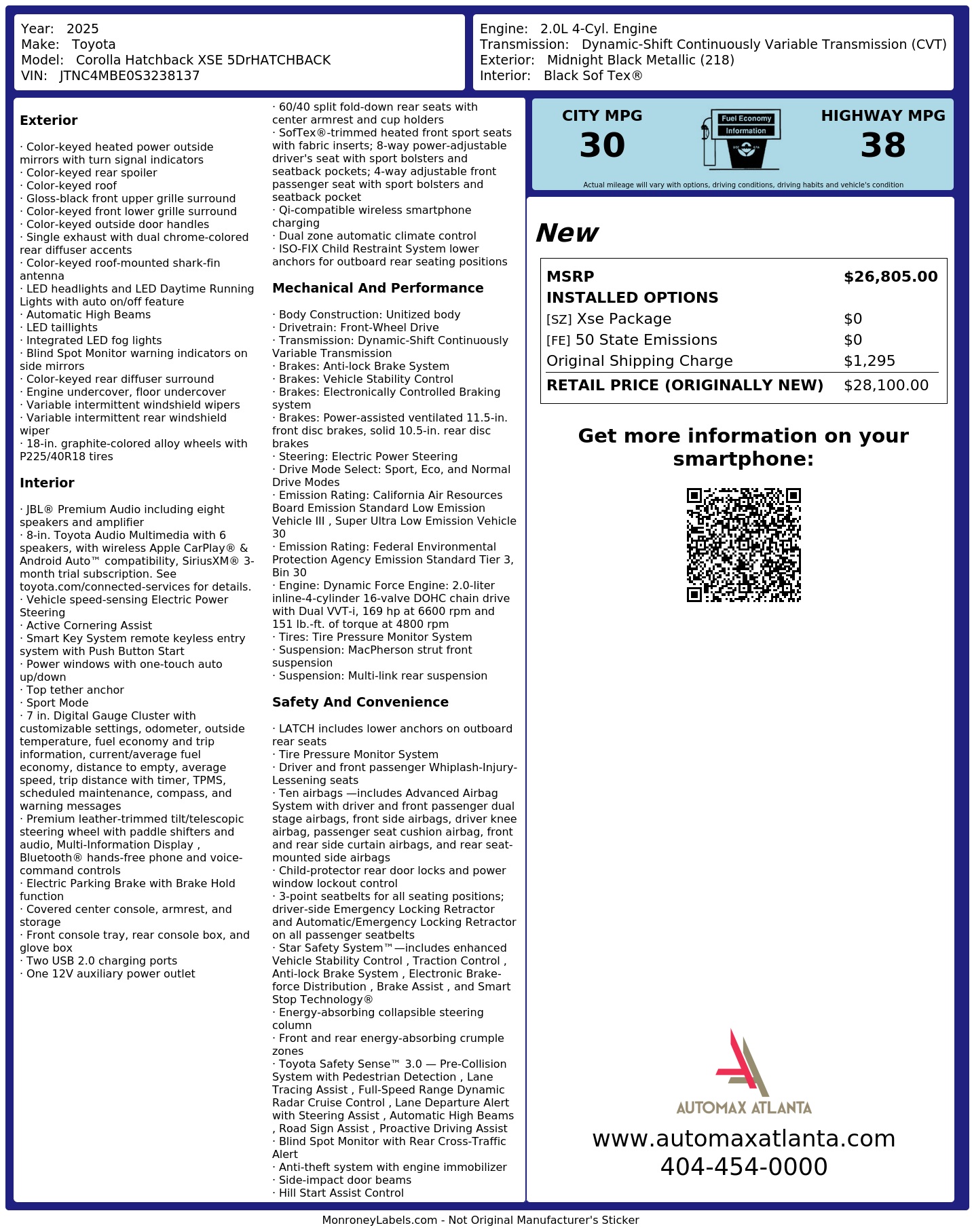 Monroney Label