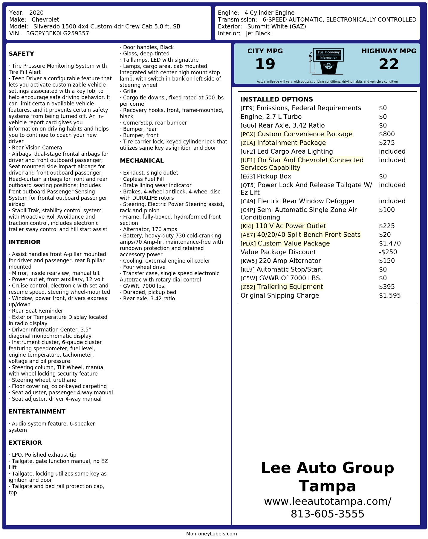 Monroney Label