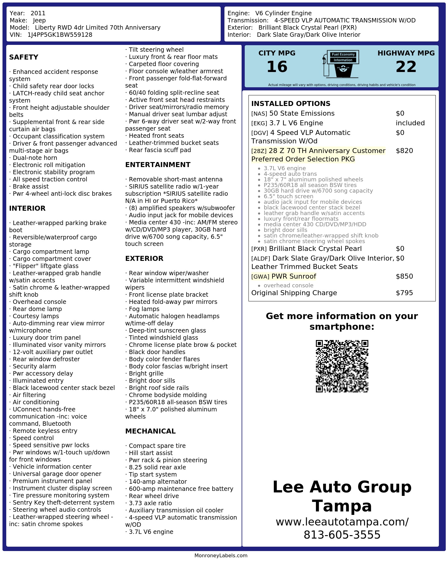 Monroney Label