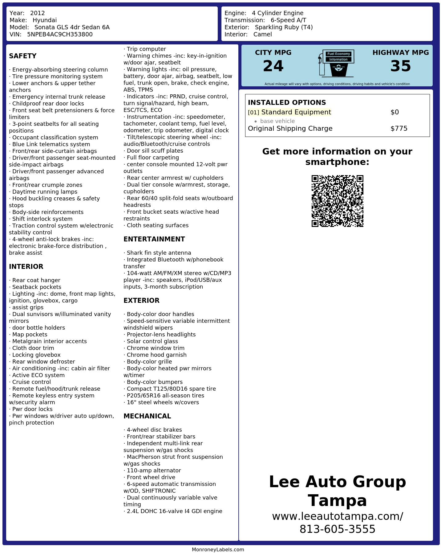 Monroney Label