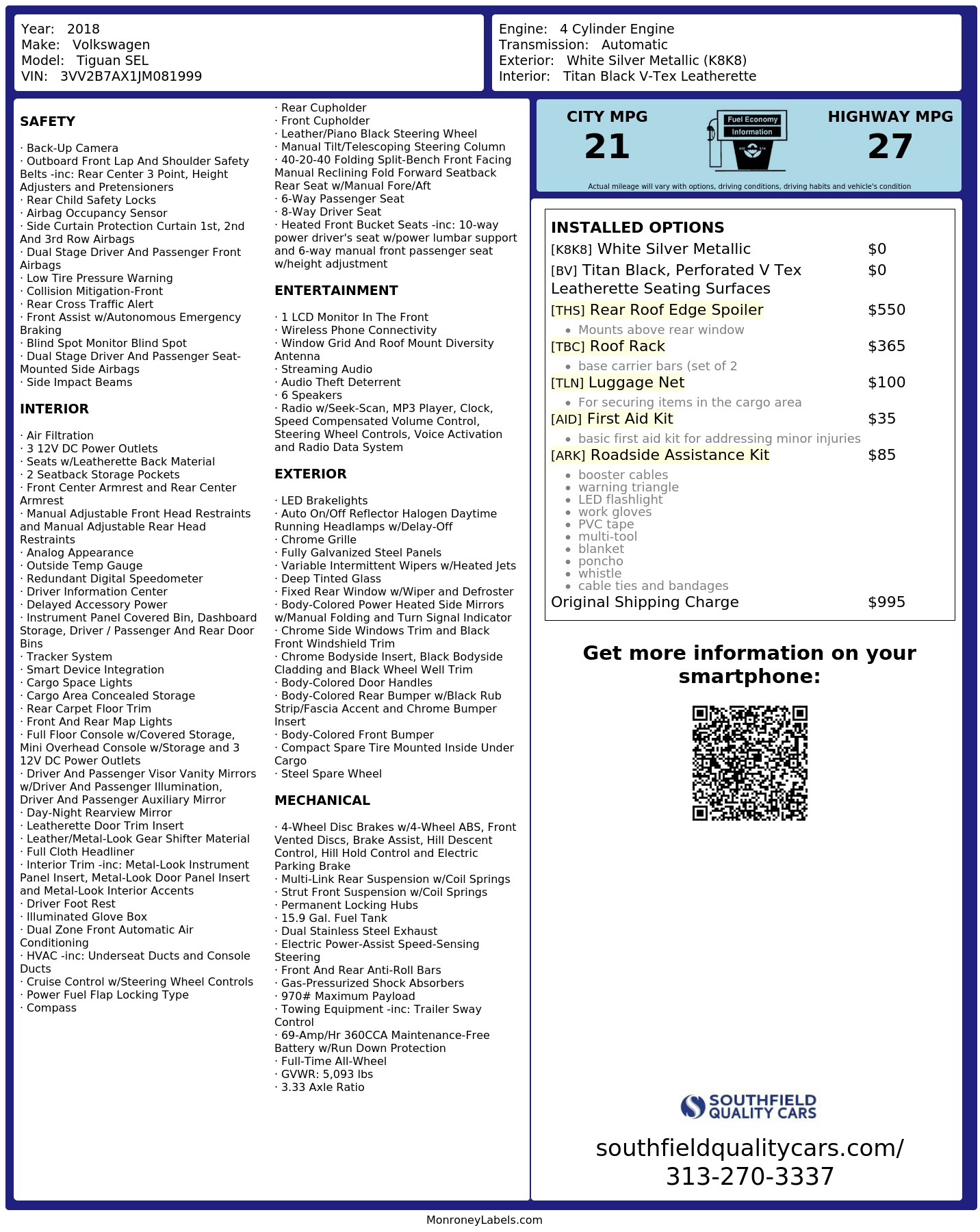 Monroney Label