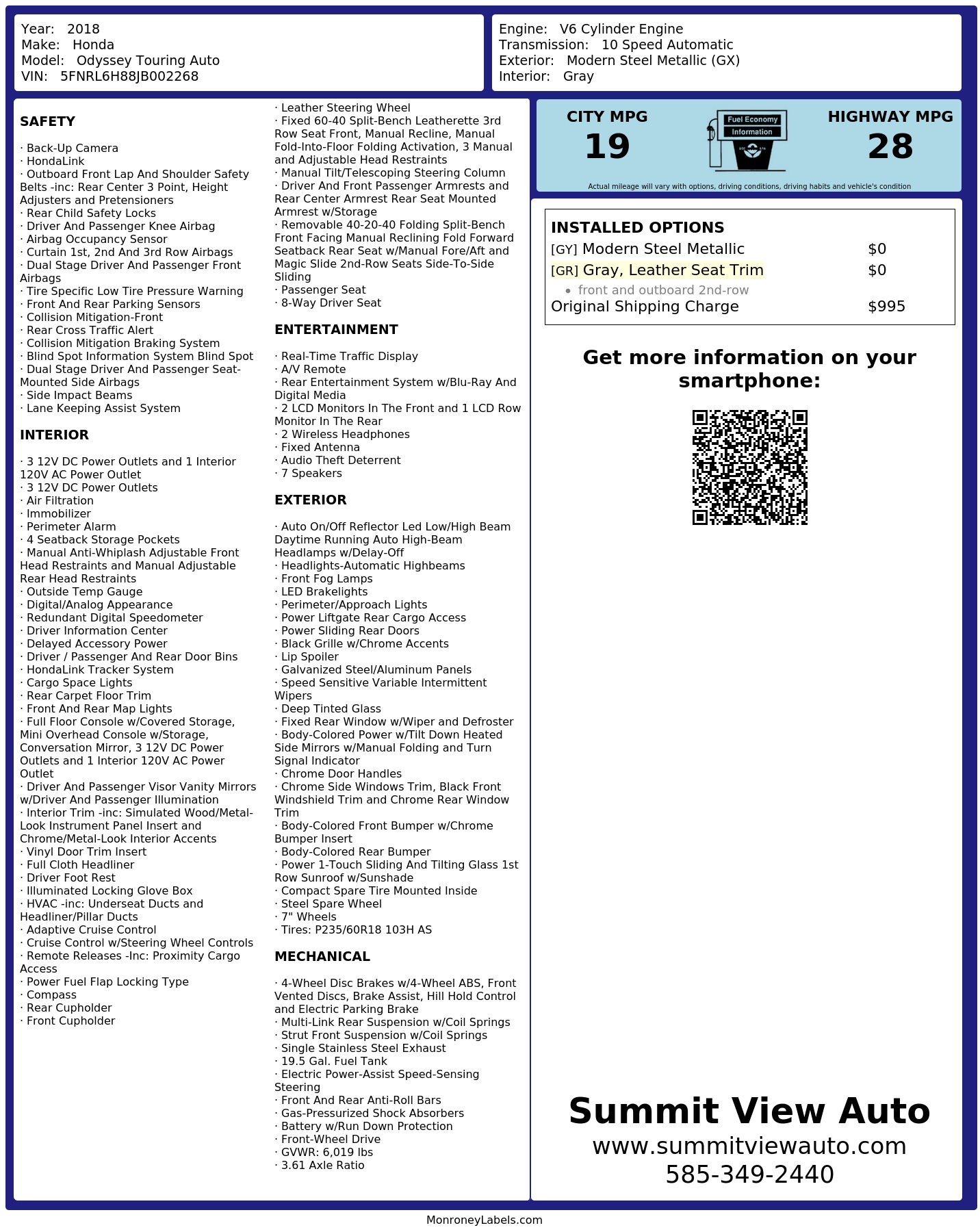 Monroney Label