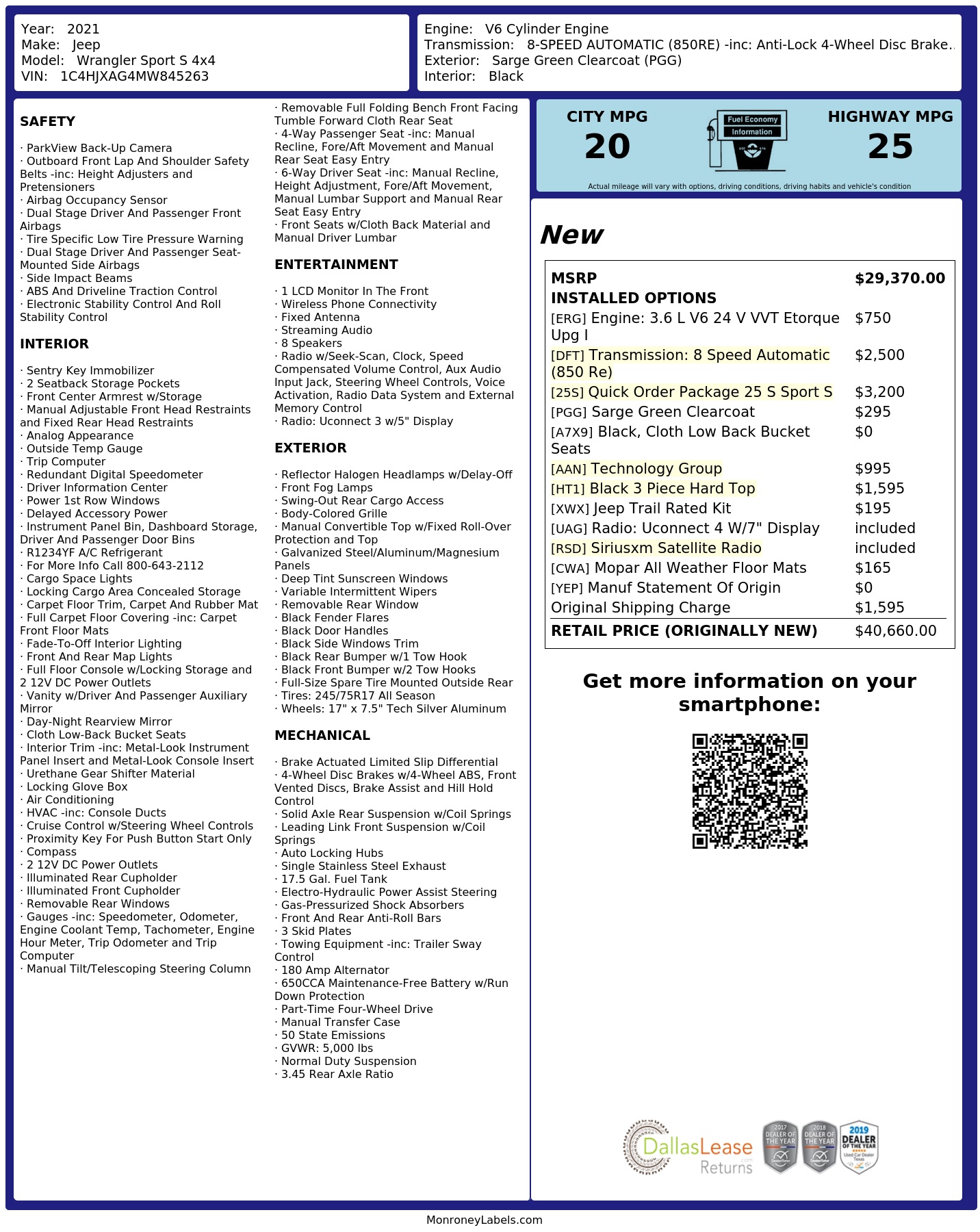 Monroney Label