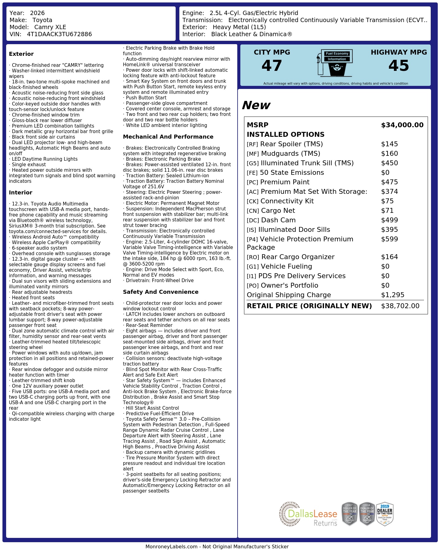 Monroney Label