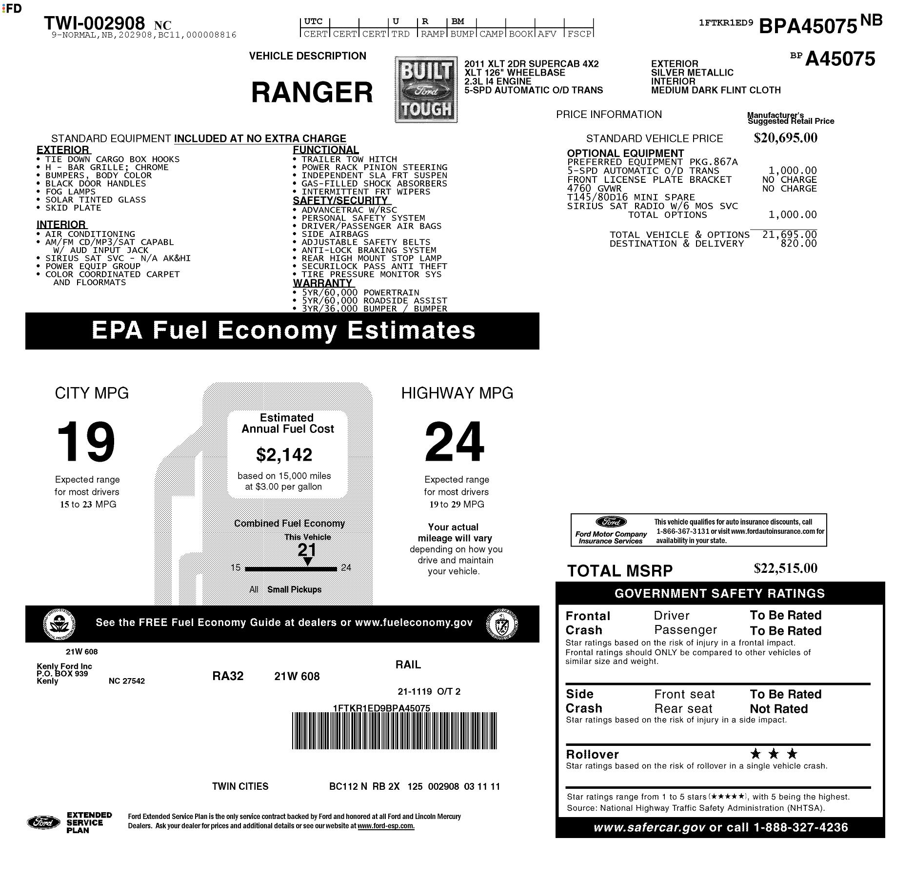 Monroney Label