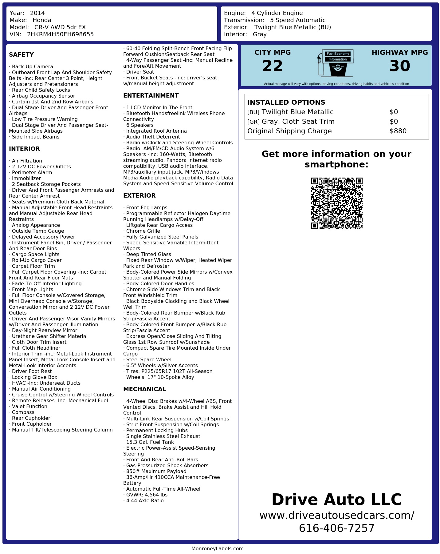 Monroney Label
