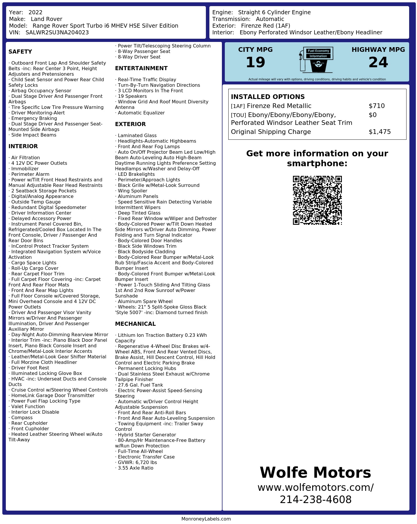 Monroney Label