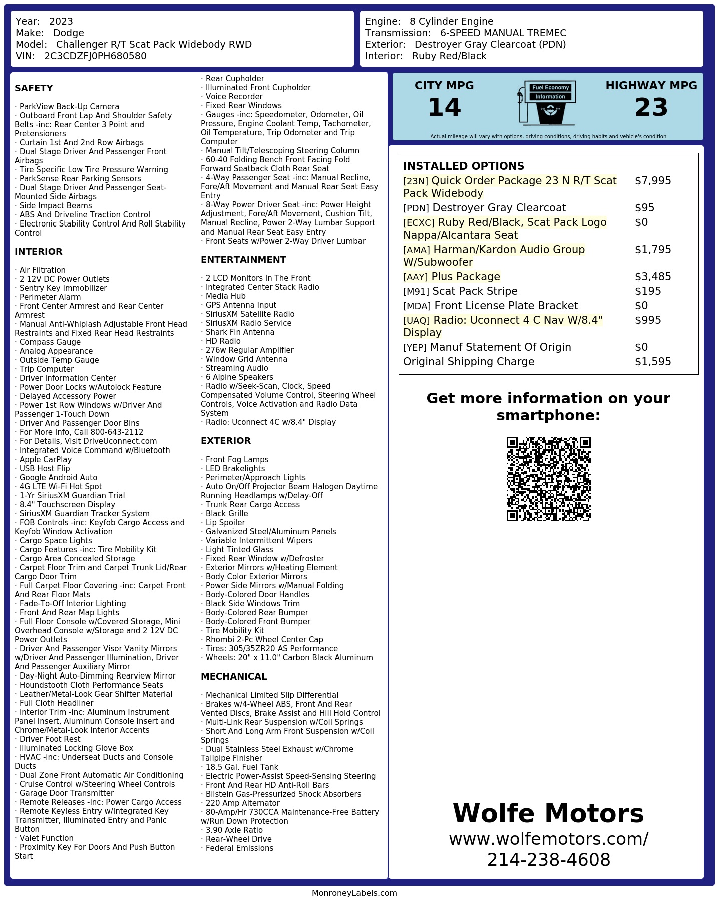 Monroney Label