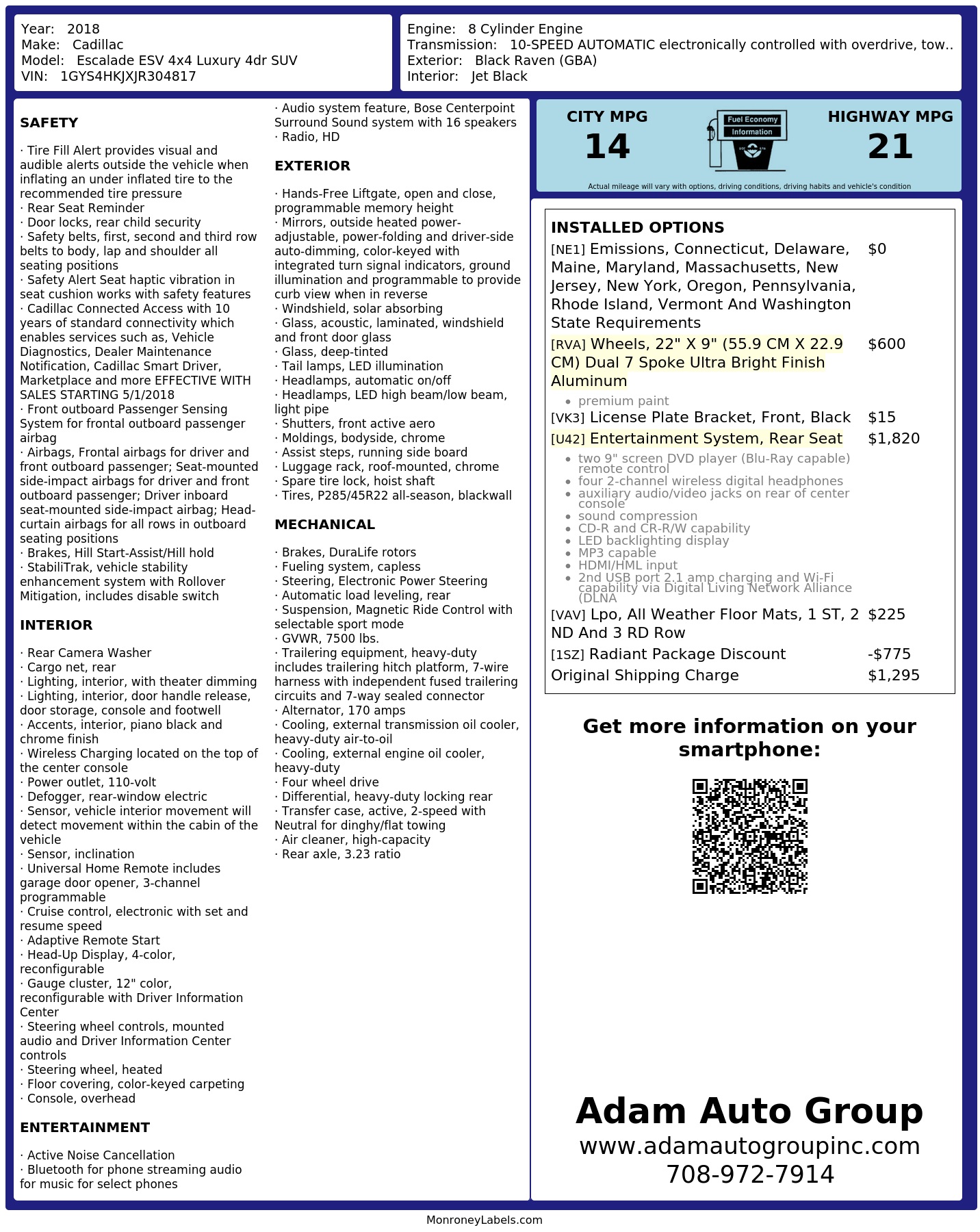 Monroney Label