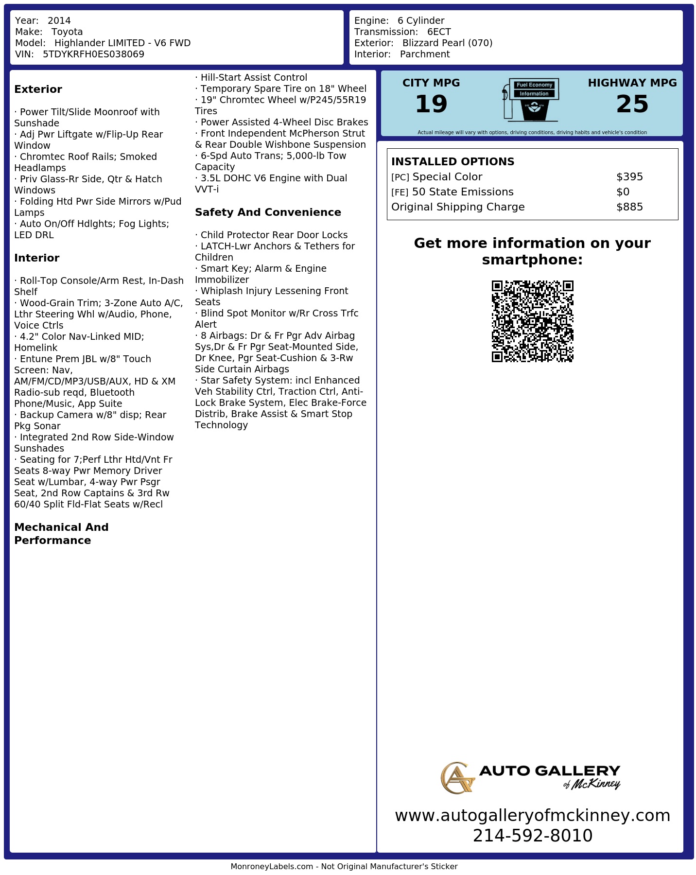 Monroney Label