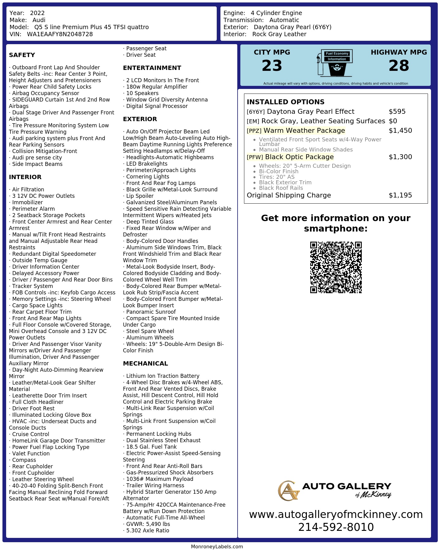 Monroney Label