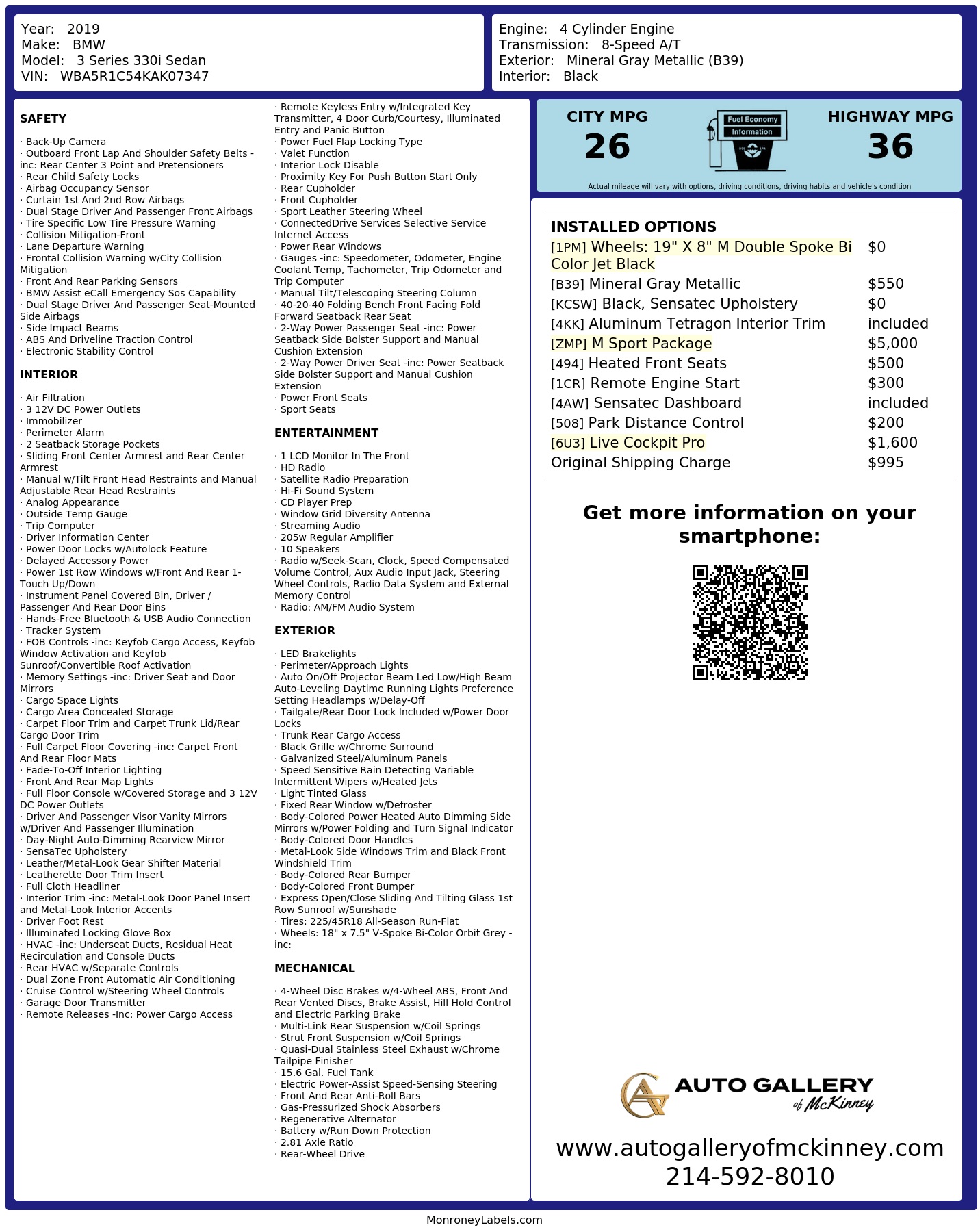 Monroney Label