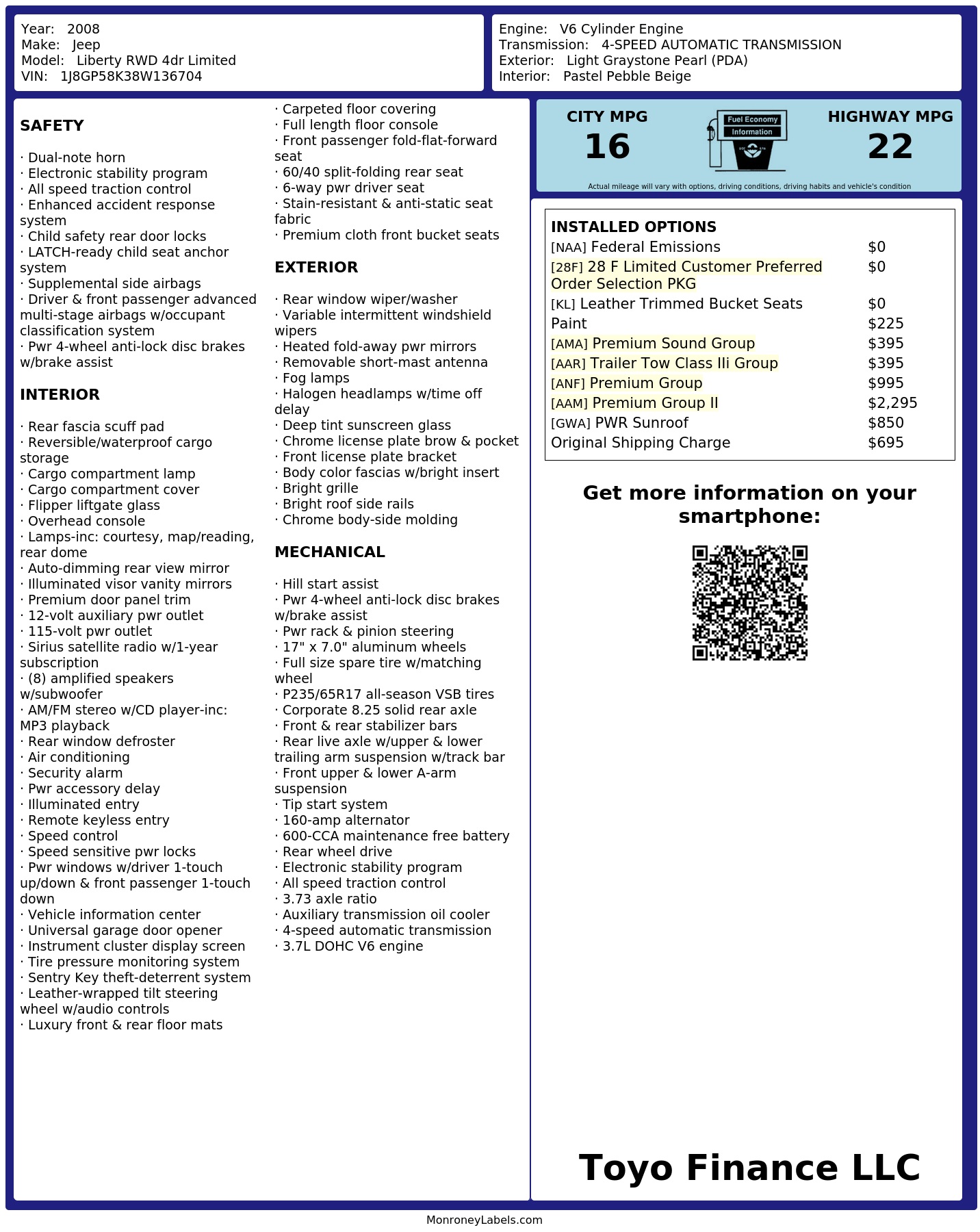 Monroney Label