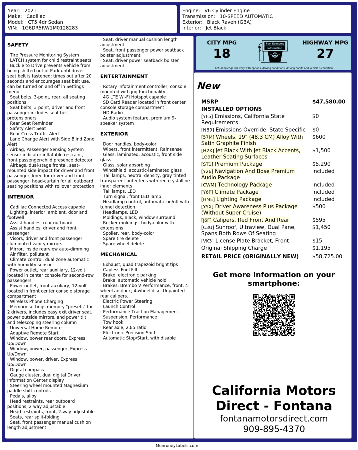 Monroney Label