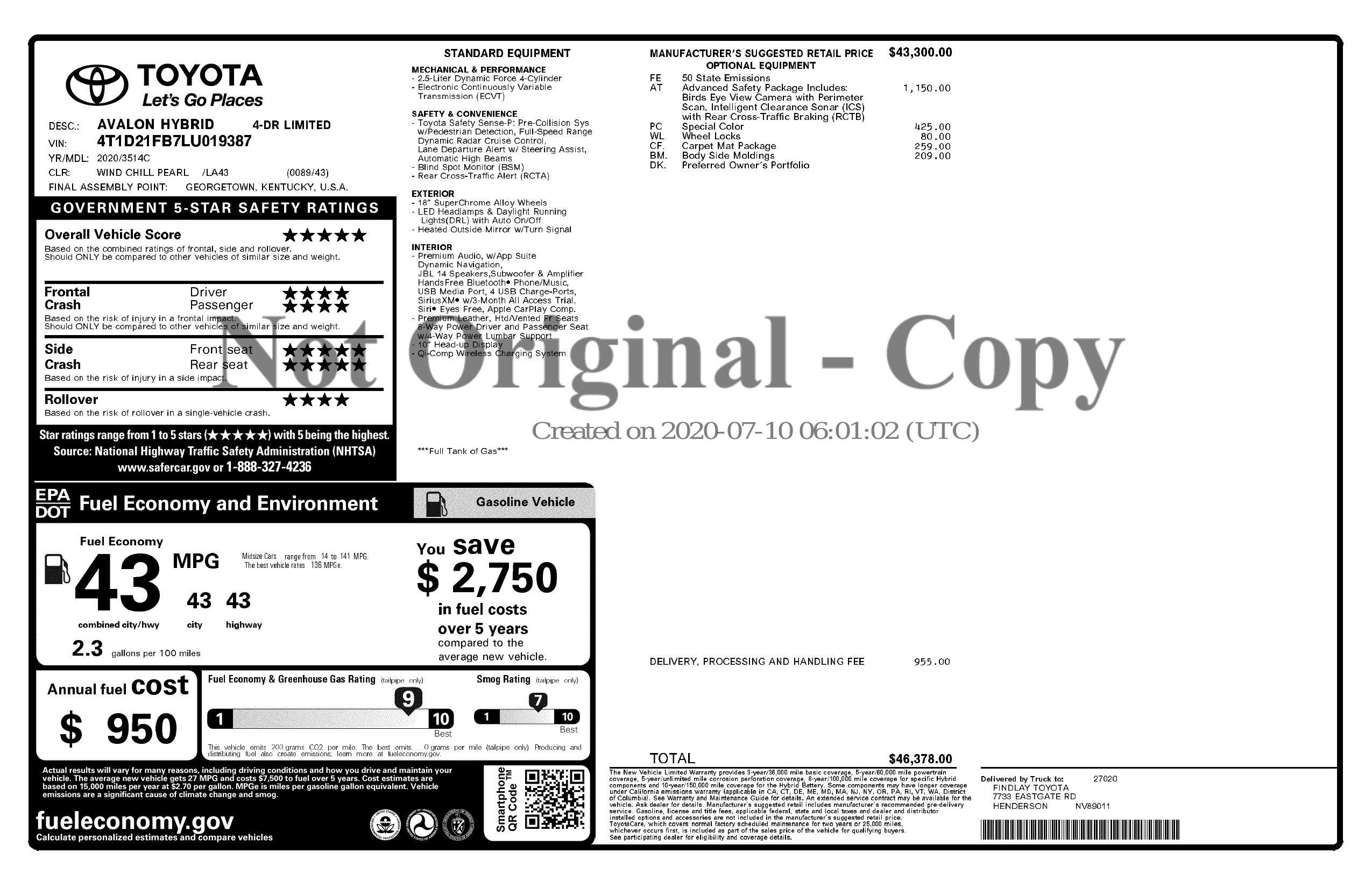 Monroney Label