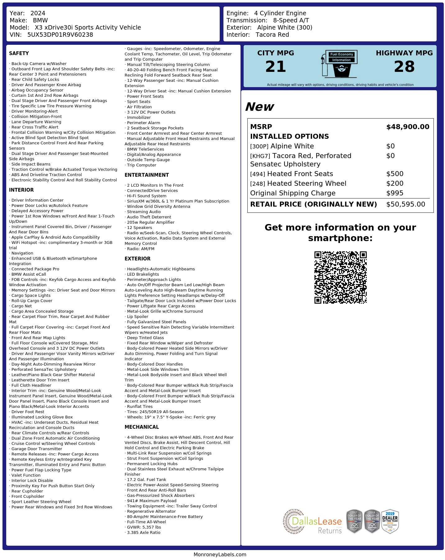 Monroney Label